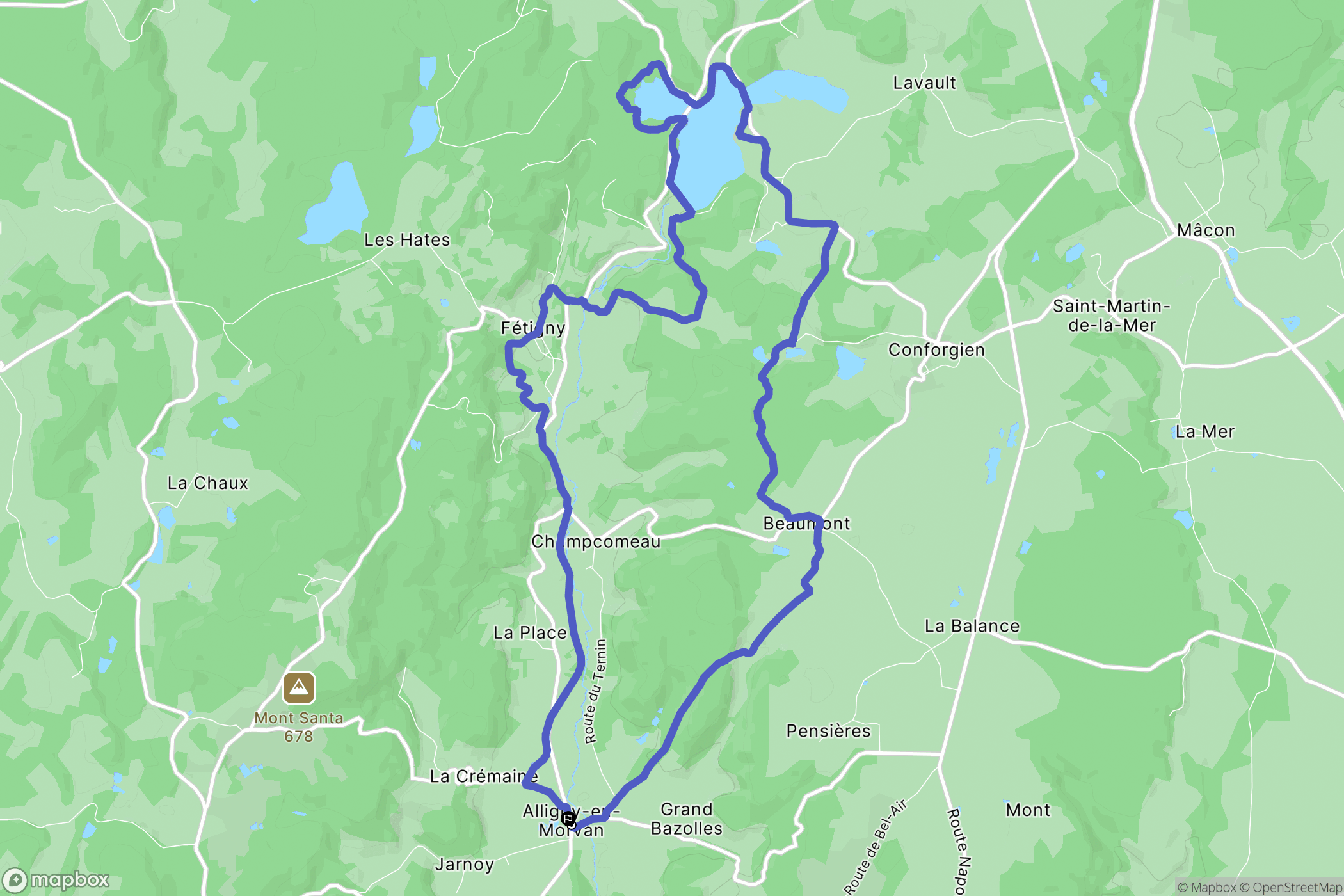 Alligny-en-Morvan : carte du parcours de randonnée - France