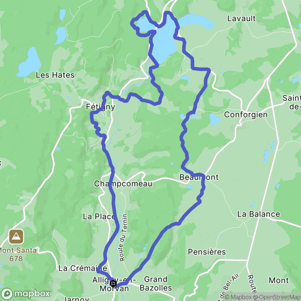 Alligny-en-Morvan : carte du parcours de randonnée - France