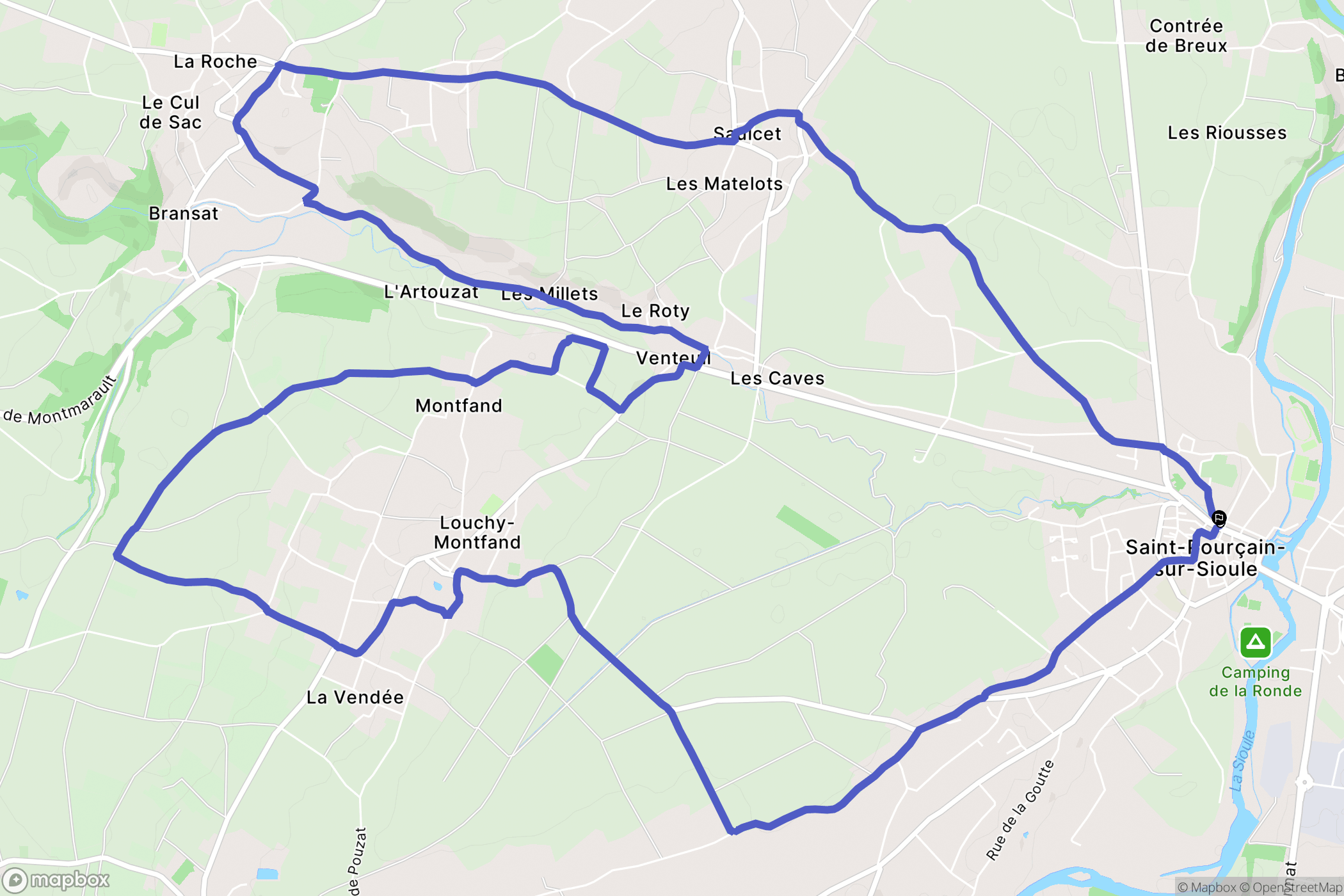 Saint-Pourçain-sur-Sioule : carte du parcours de randonnée - France