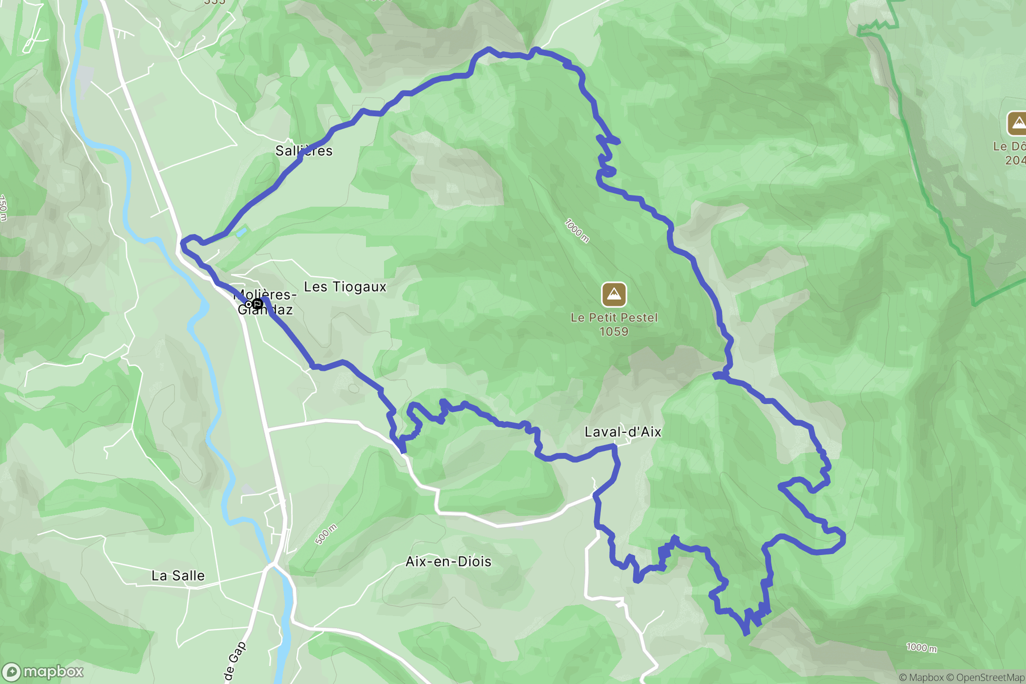 Solaure en Diois : carte du parcours de randonnée - France