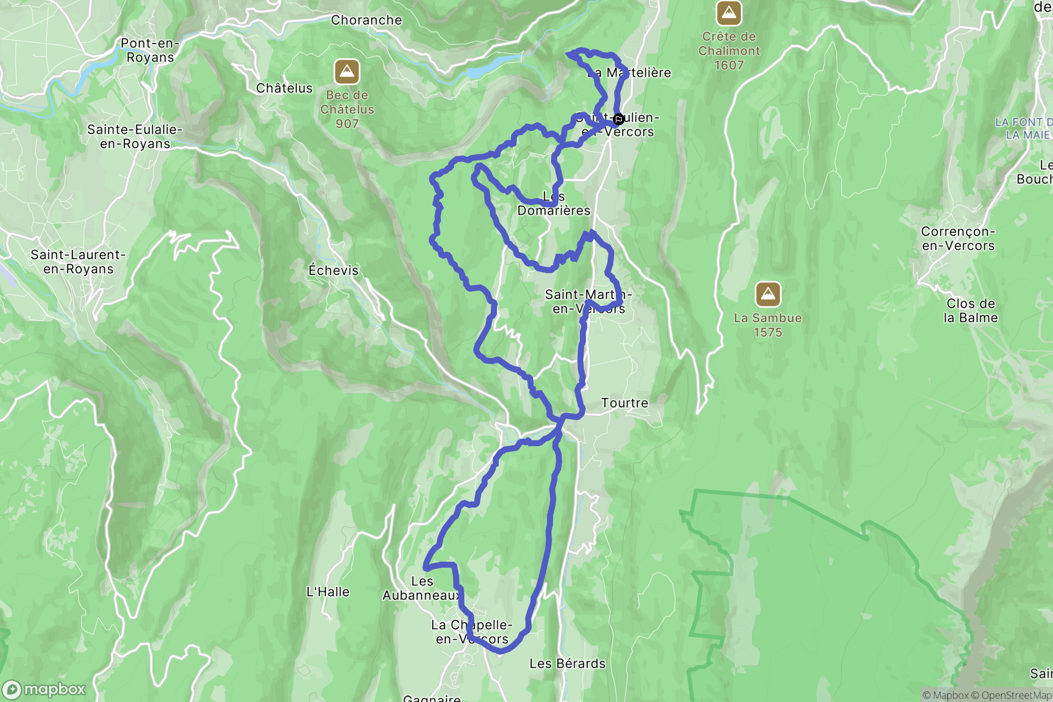 Saint-Julien-en-Vercors : carte du parcours de randonnée - France