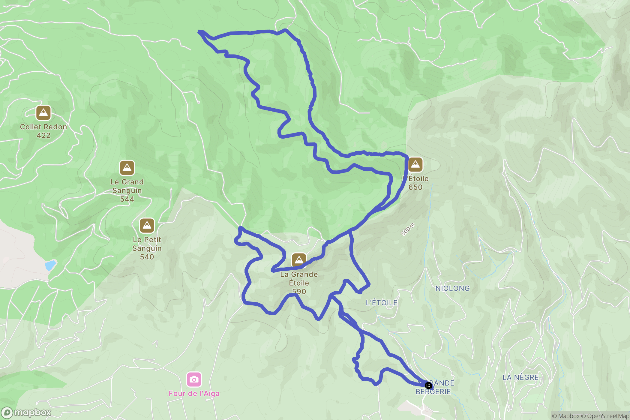 Marseille : carte du parcours de randonnée - France