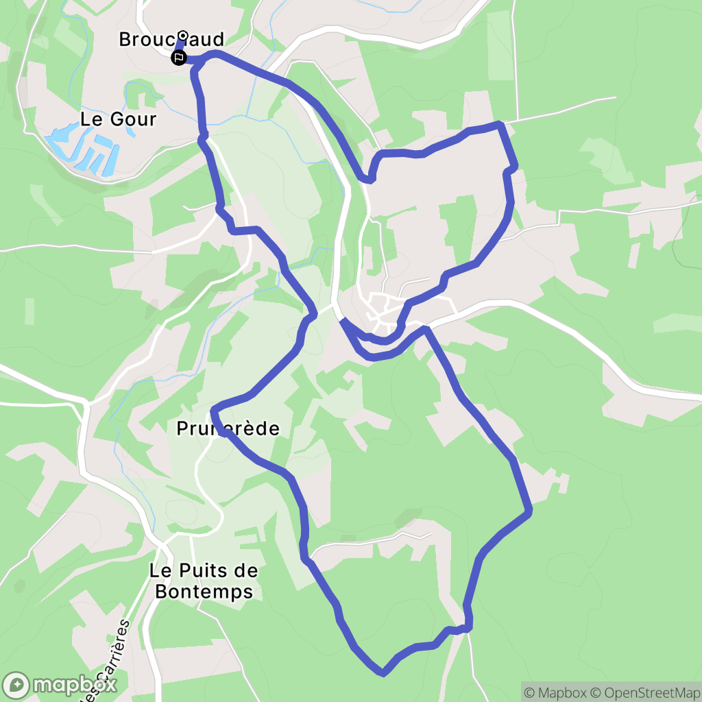 Brouchaud : carte du parcours de randonnée - France