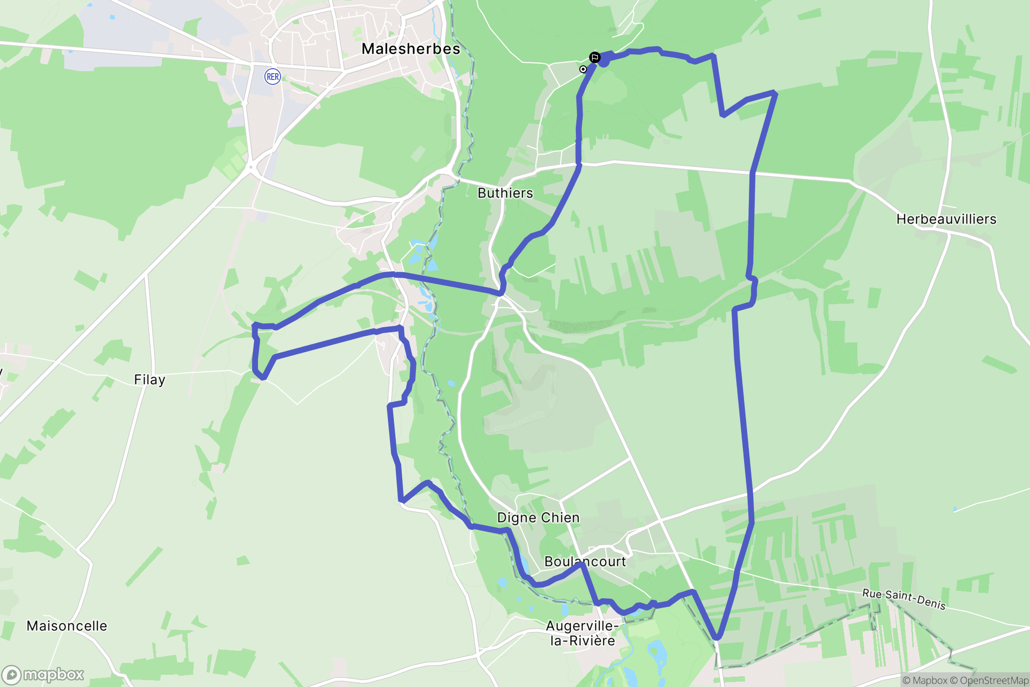 Buthiers : carte du parcours de randonnée - France