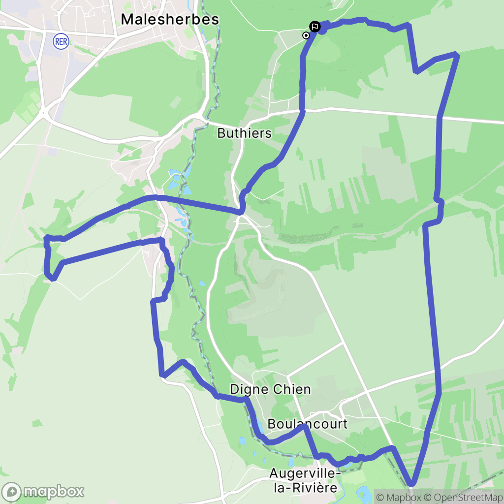 Buthiers : carte du parcours de randonnée - France