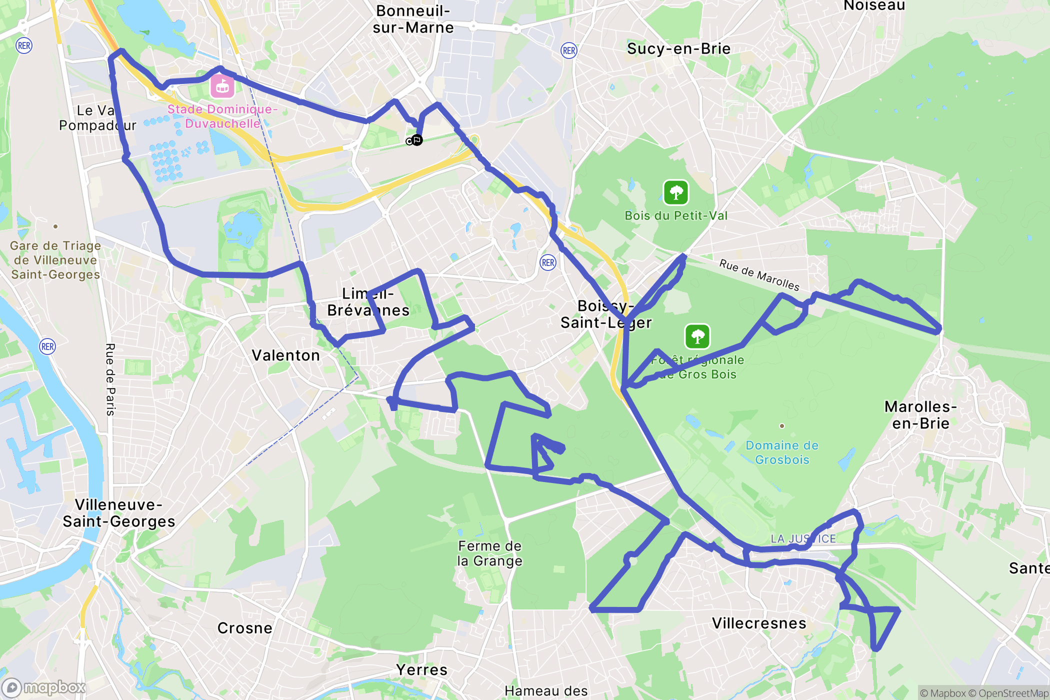 Bonneuil-sur-Marne : carte du parcours de randonnée - France