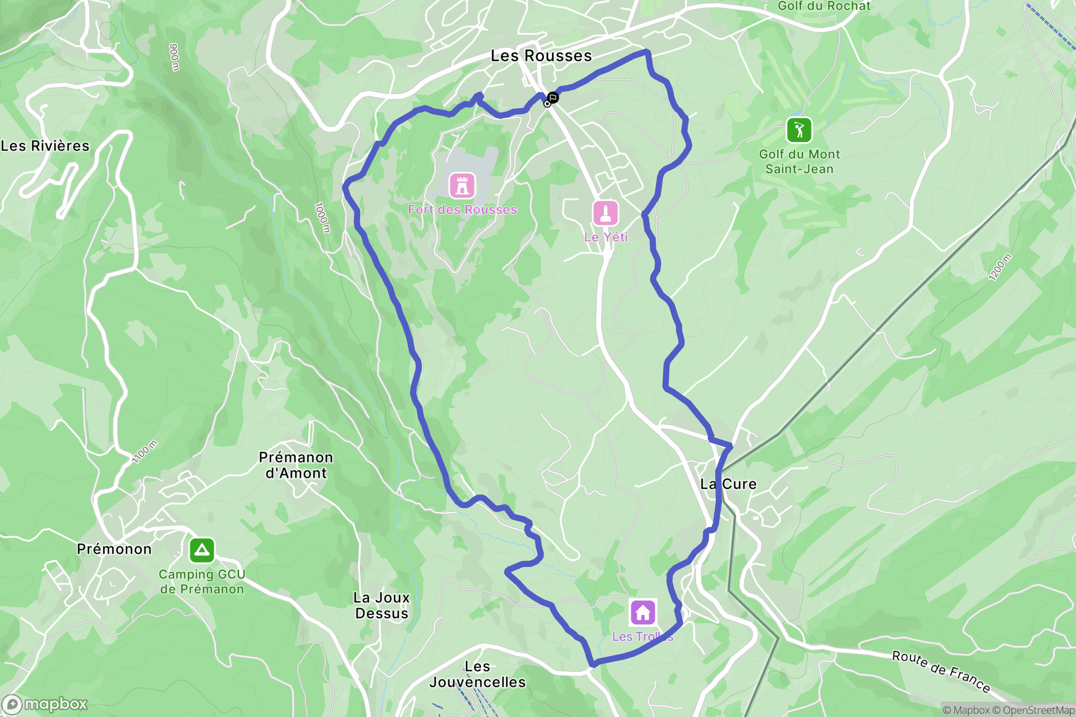 Les Rousses : carte du parcours de randonnée - France
