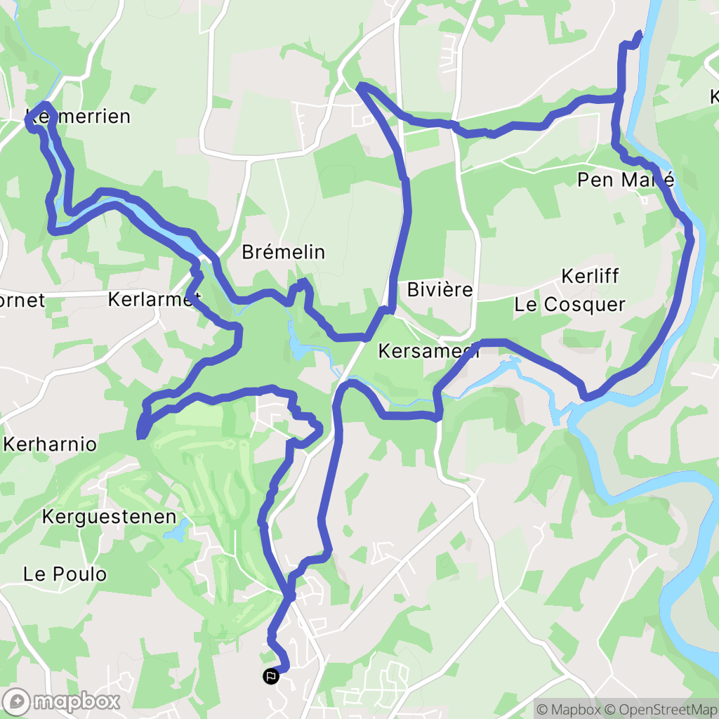 Quéven : carte du parcours de randonnée - France