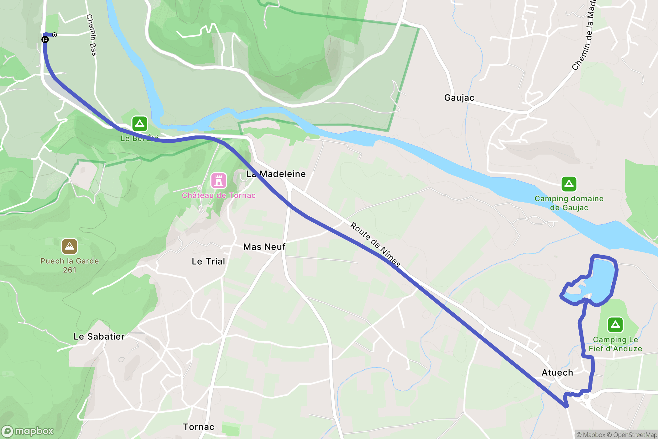 Anduze : carte du parcours de randonnée - France