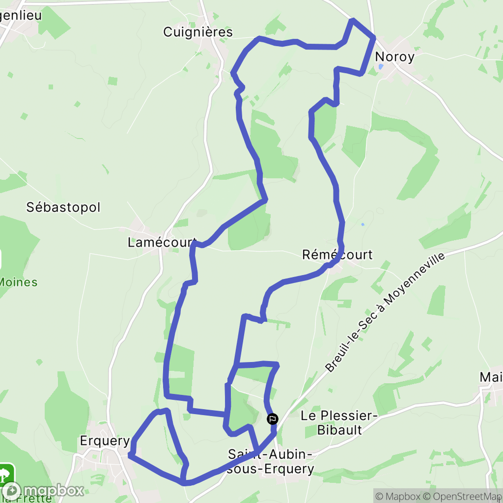 Saint-Aubin-sous-Erquery : carte du parcours de randonnée - France