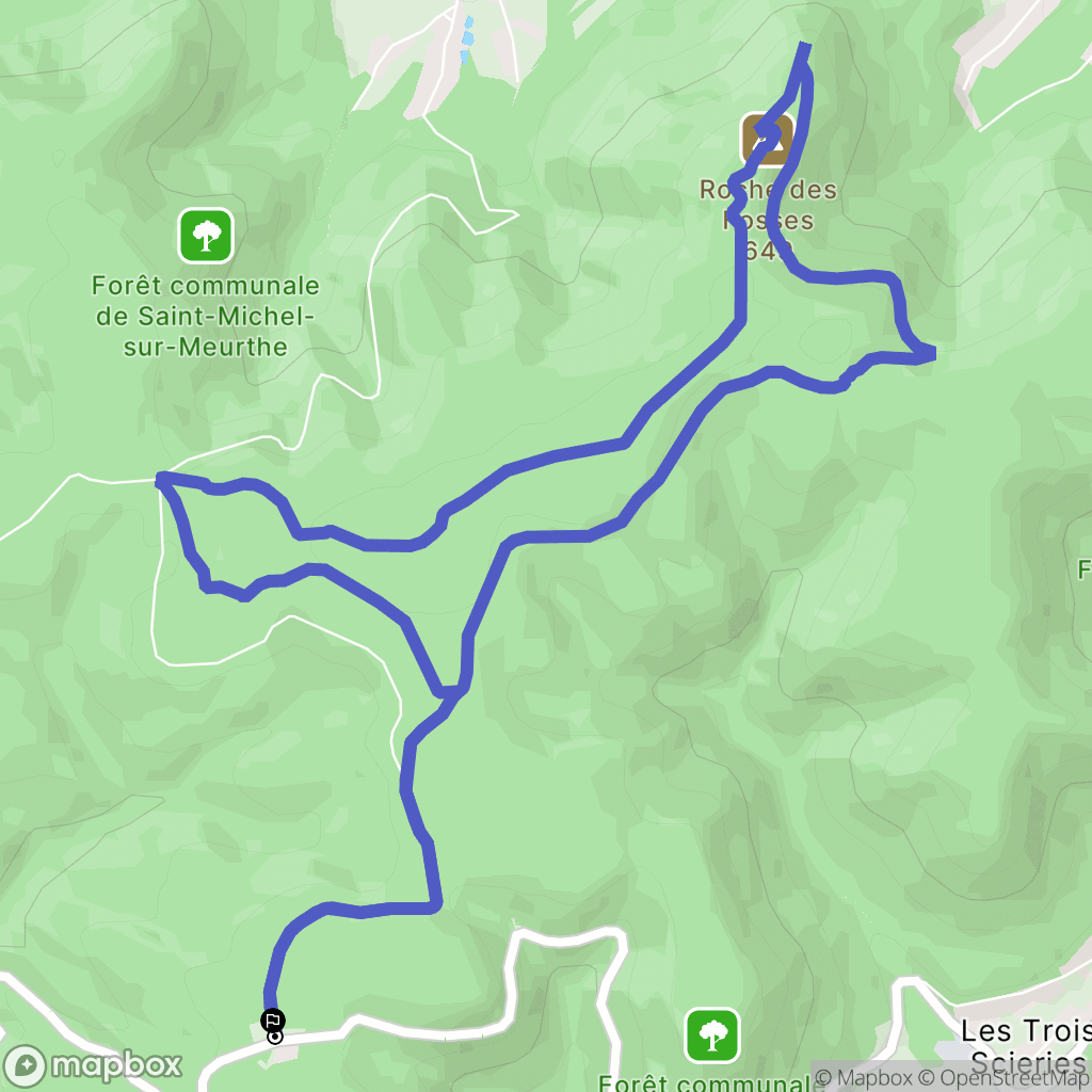 Les Rouges-Eaux : carte du parcours de randonnée - France