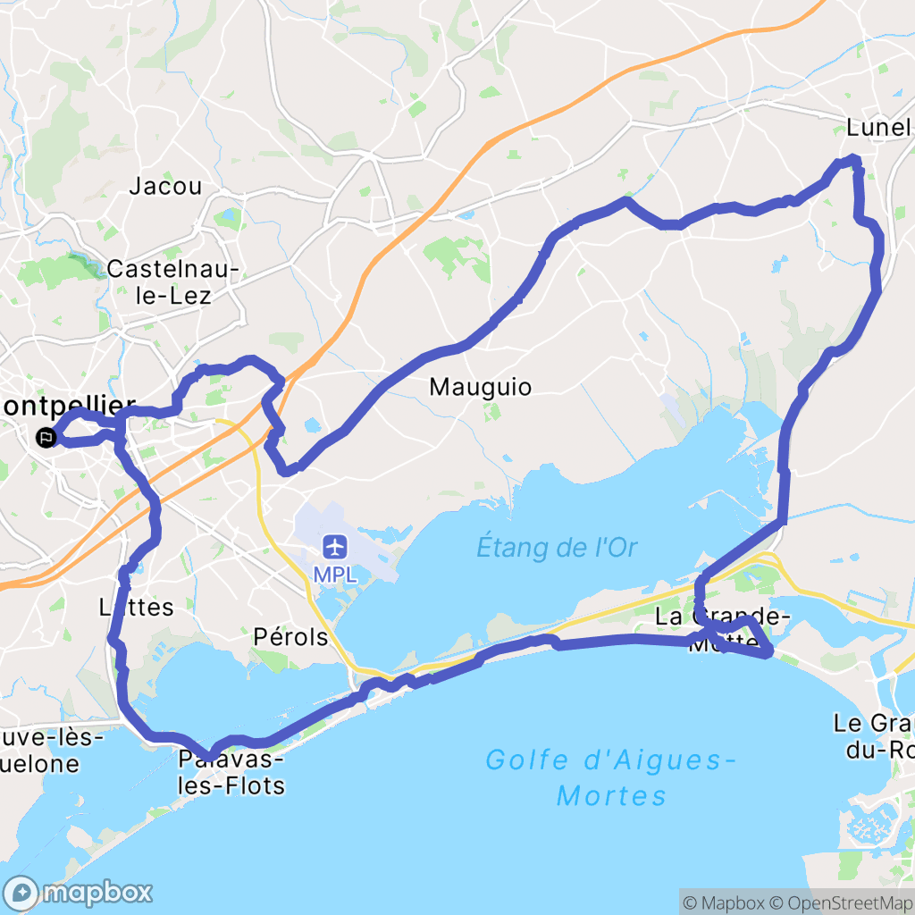Montpellier : carte du parcours de randonnée - France