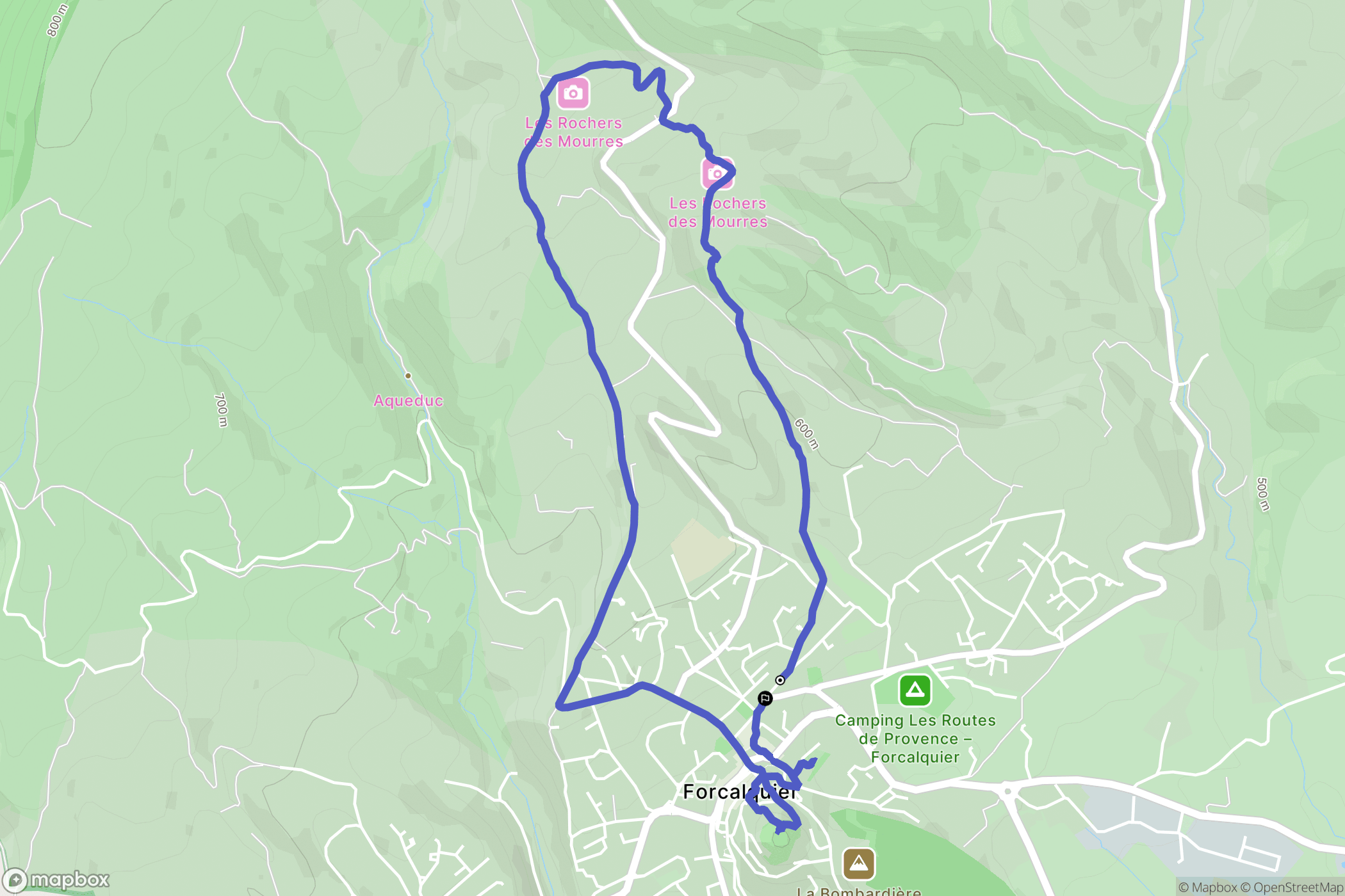 Forcalquier : carte du parcours de randonnée - France