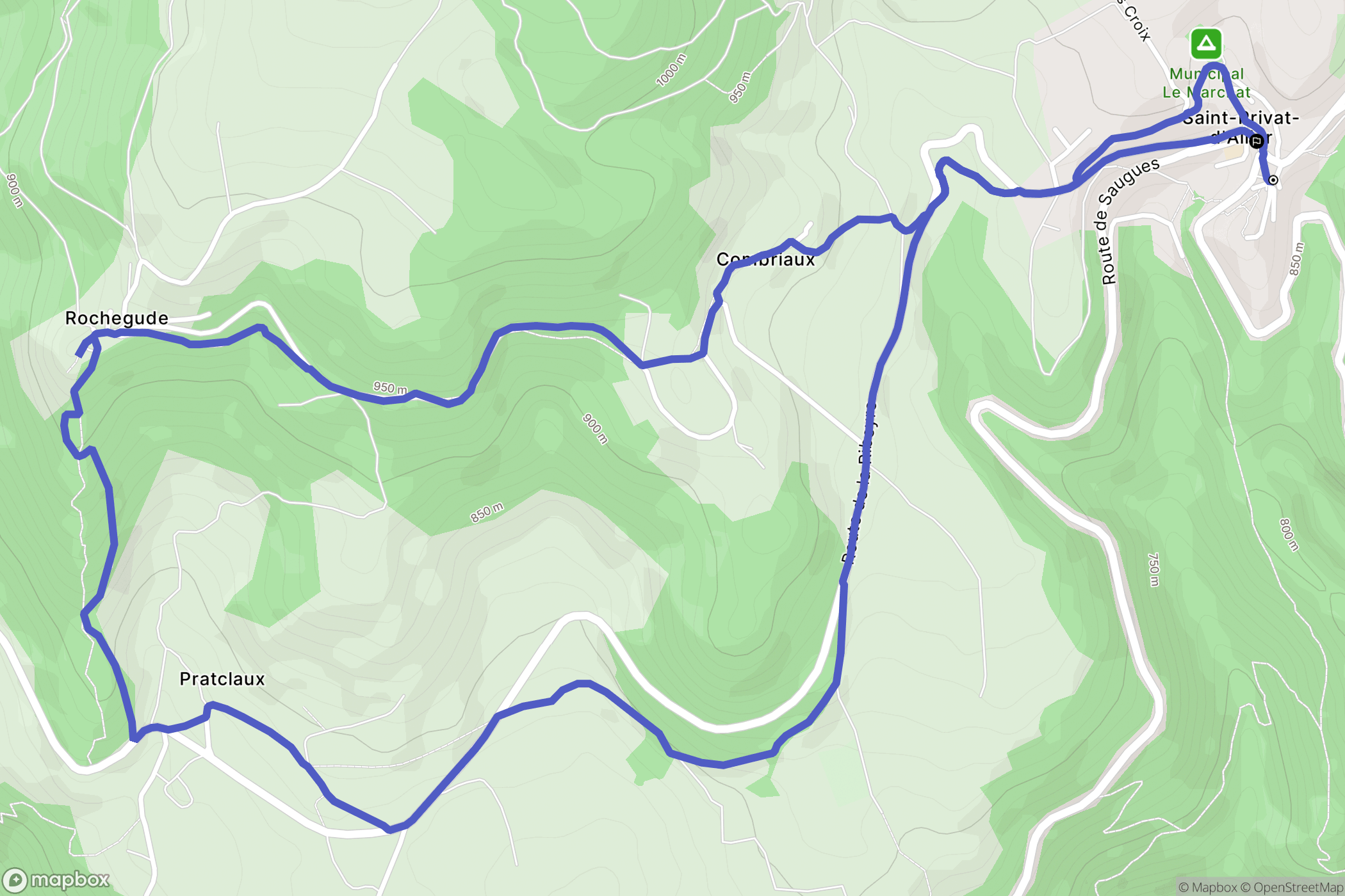 Saint-Privat-d'Allier : carte du parcours de randonnée - France
