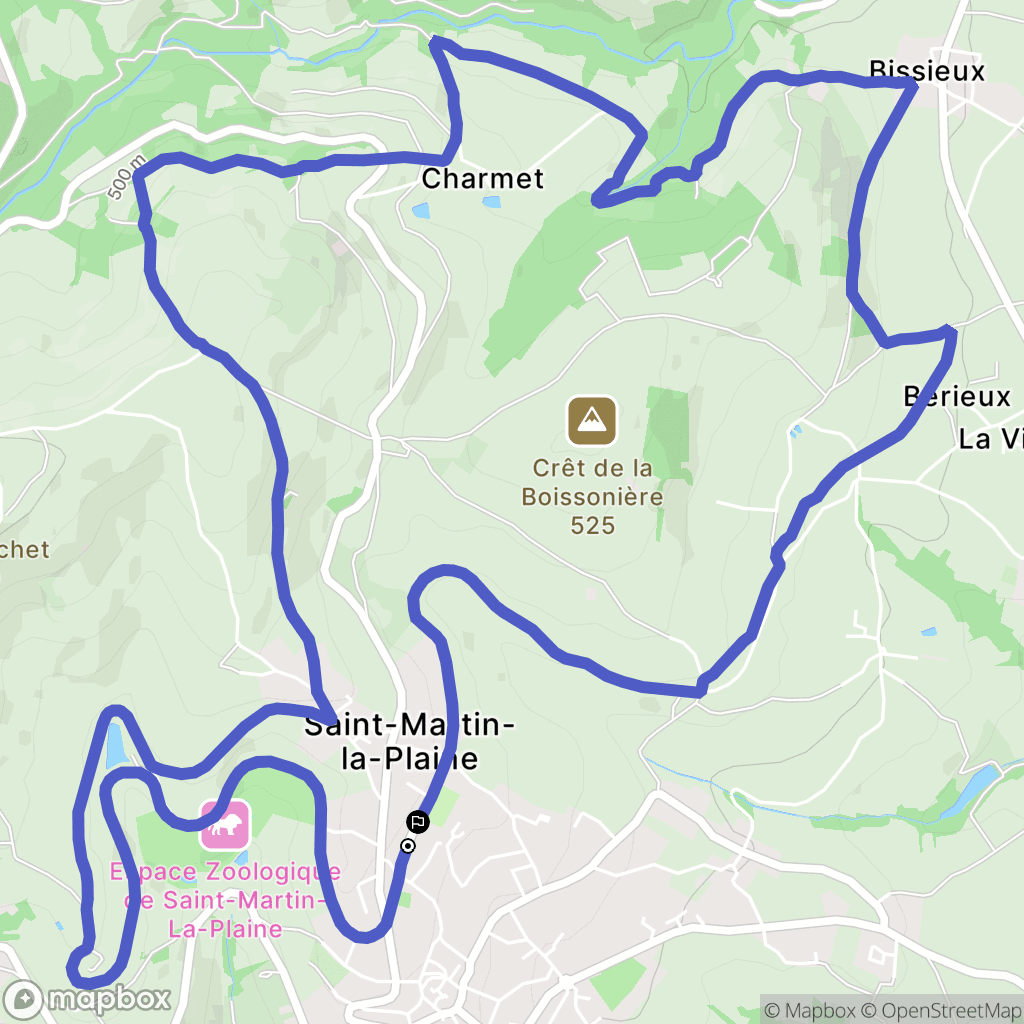 Saint-Martin-la-Plaine : carte du parcours de randonnée - France