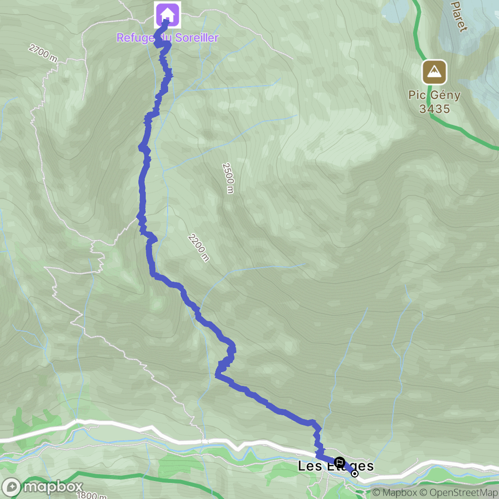 Saint-Christophe-en-Oisans : carte du parcours de randonnée - France
