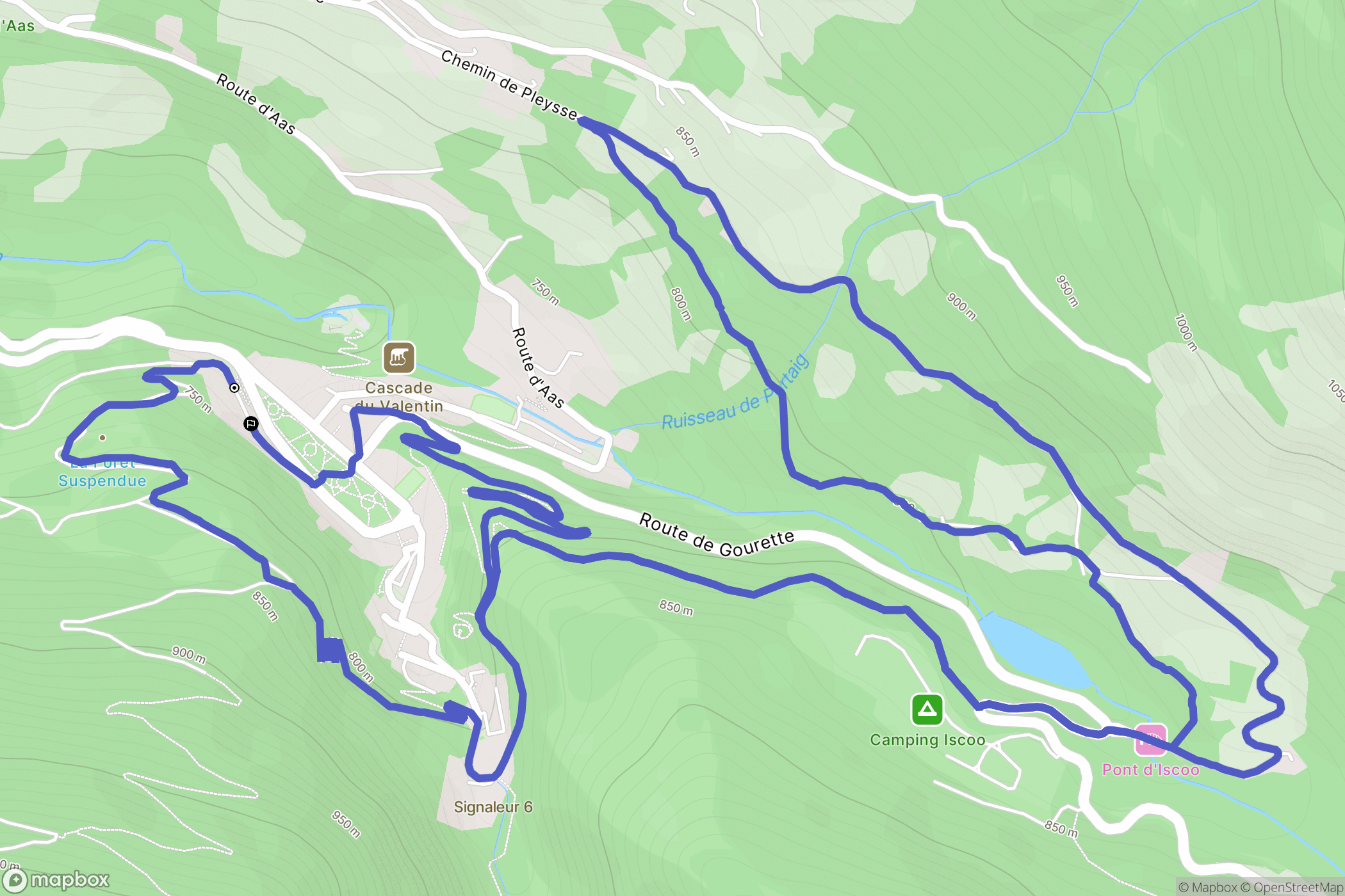 Eaux-Bonnes : carte du parcours de randonnée - France