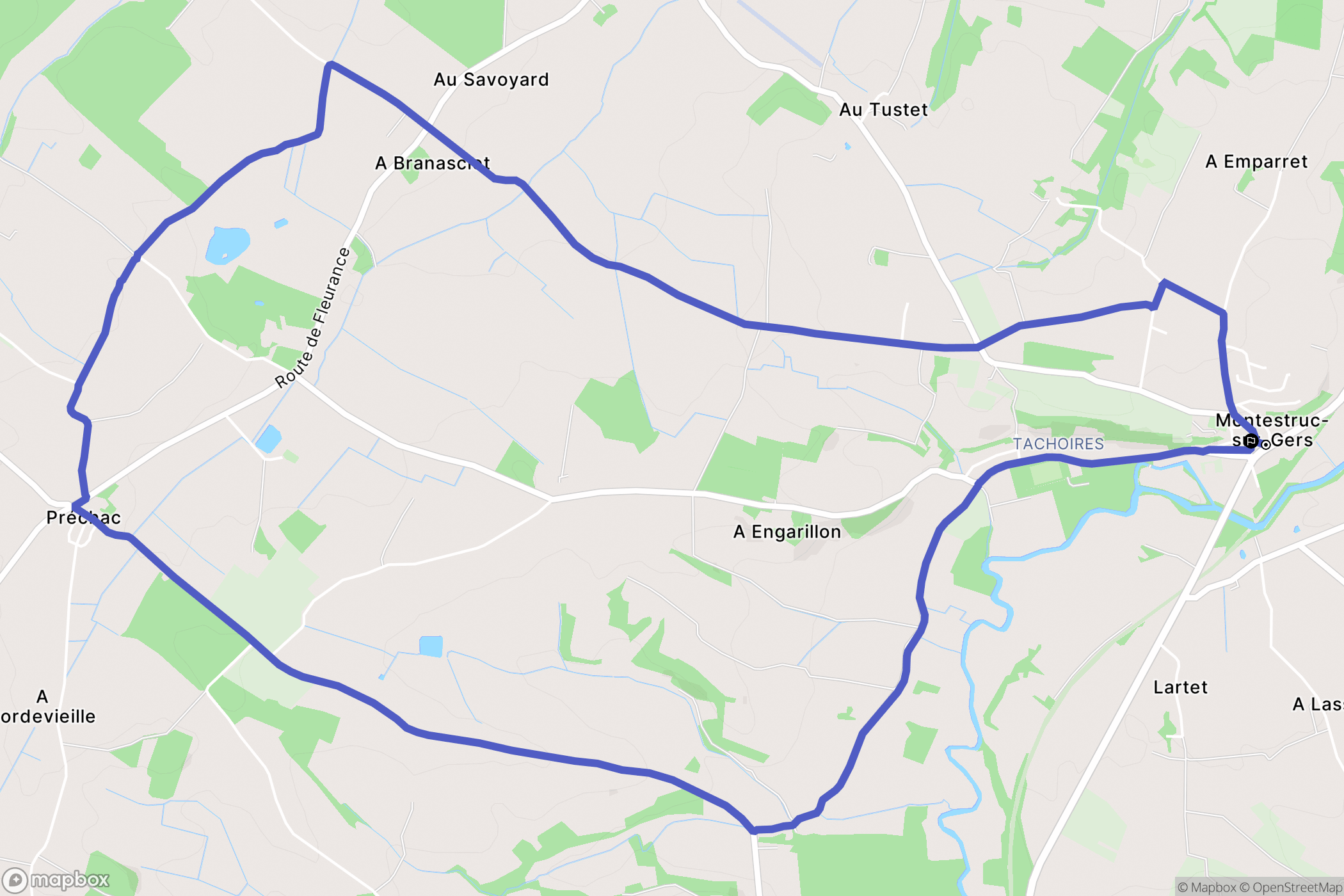 Montestruc-sur-Gers : carte du parcours de randonnée - France