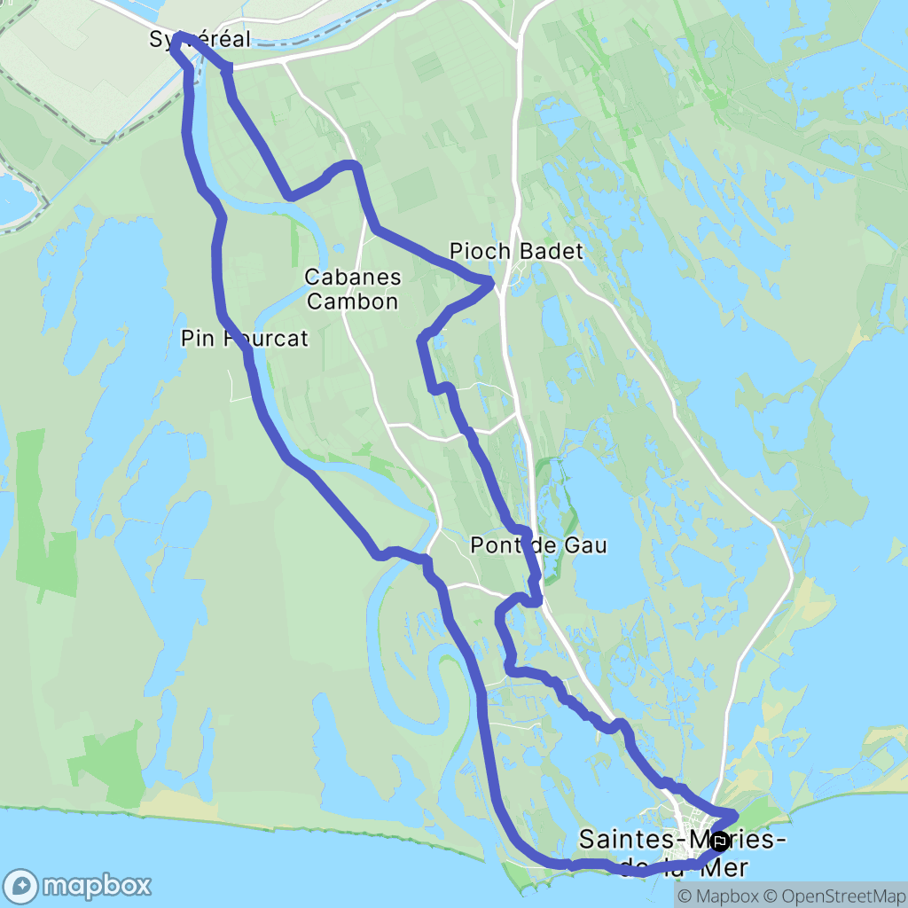 Saintes-Maries-de-la-Mer : carte du parcours de randonnée - France