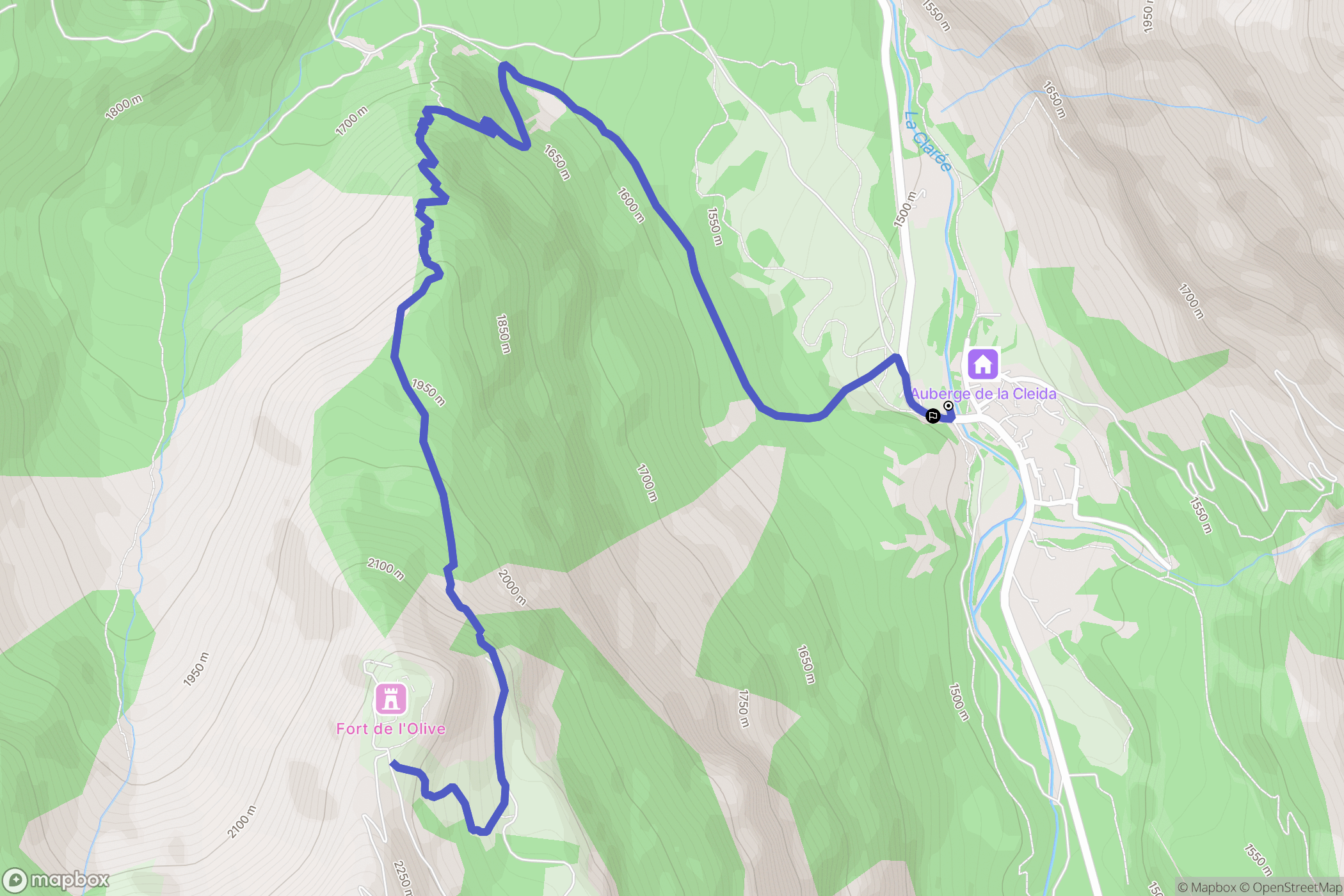 Névache : carte du parcours de randonnée - France