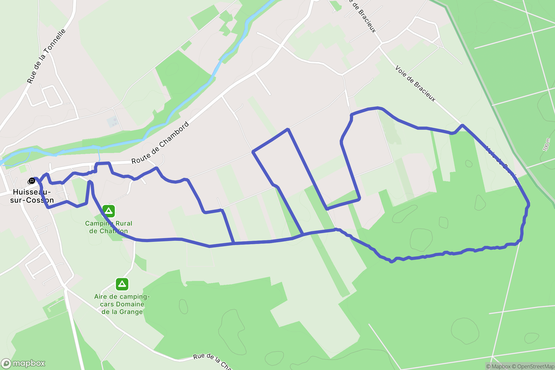 Huisseau-sur-Cosson : carte du parcours de randonnée - France