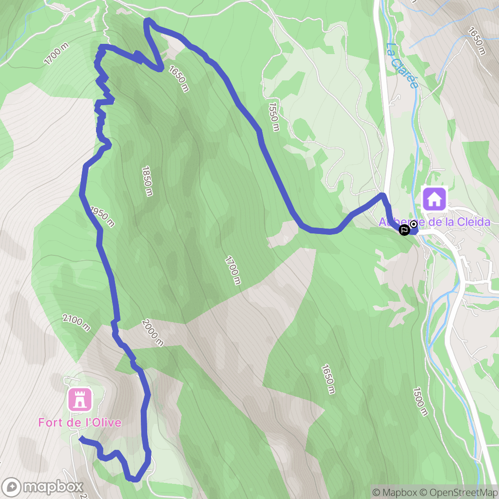 Névache : carte du parcours de randonnée - France