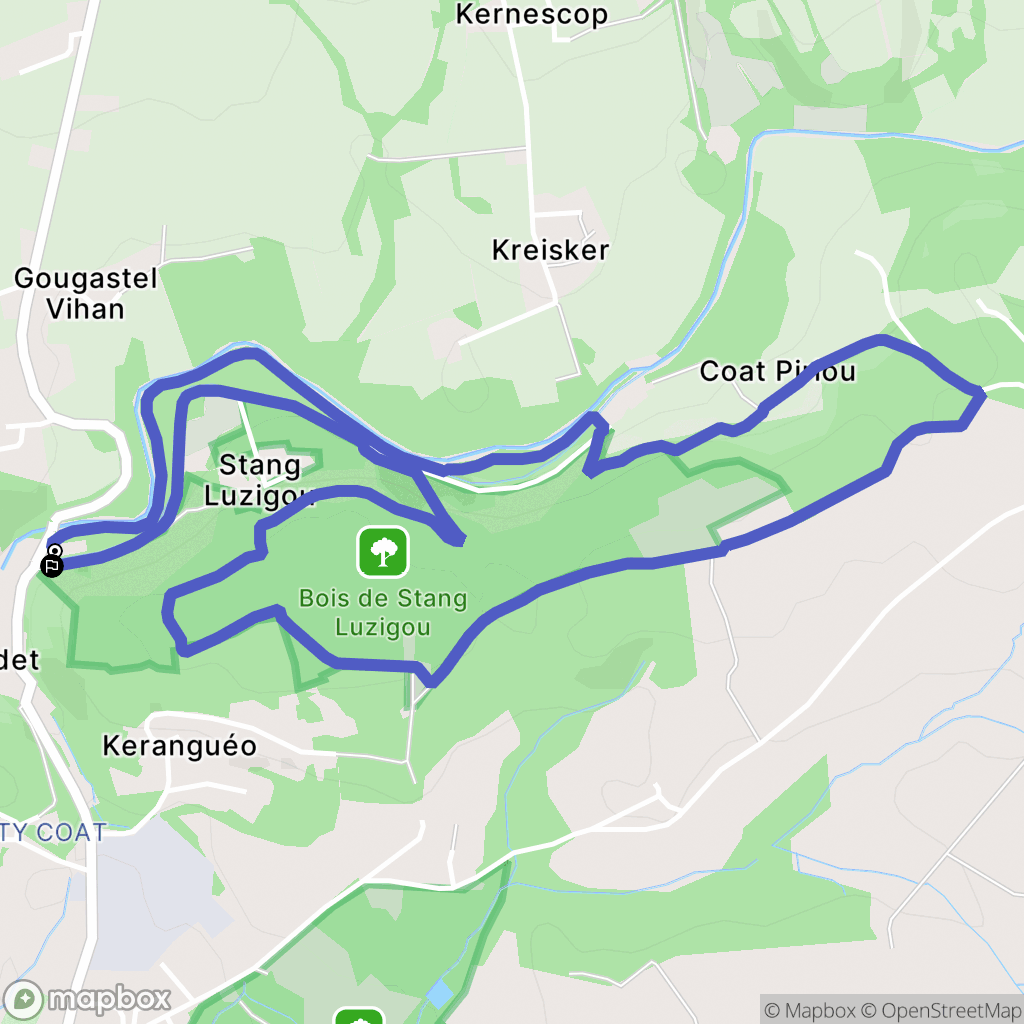 Ergué-Gabéric : carte du parcours de randonnée - France