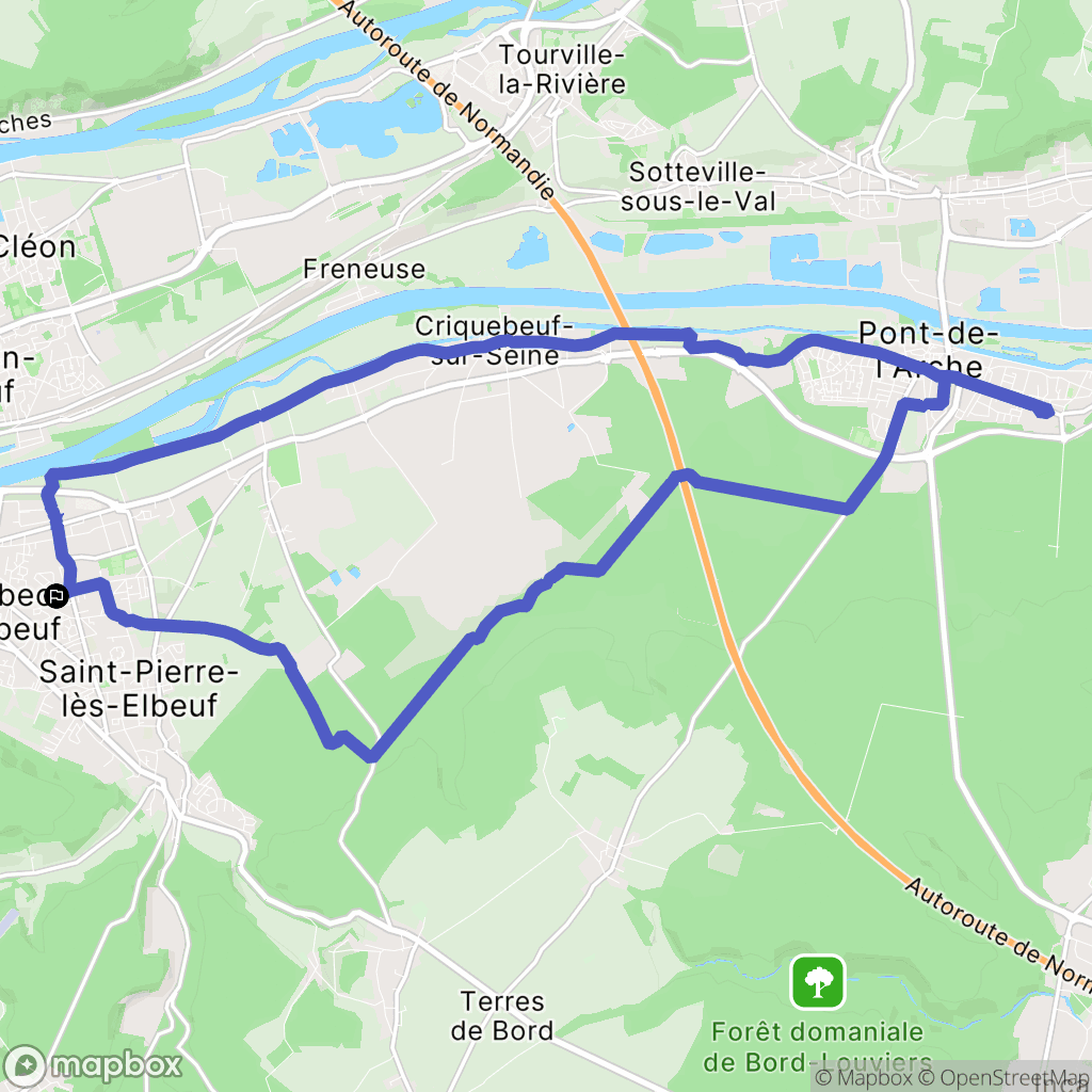 Saint-Pierre-lès-Elbeuf : carte du parcours de randonnée - France