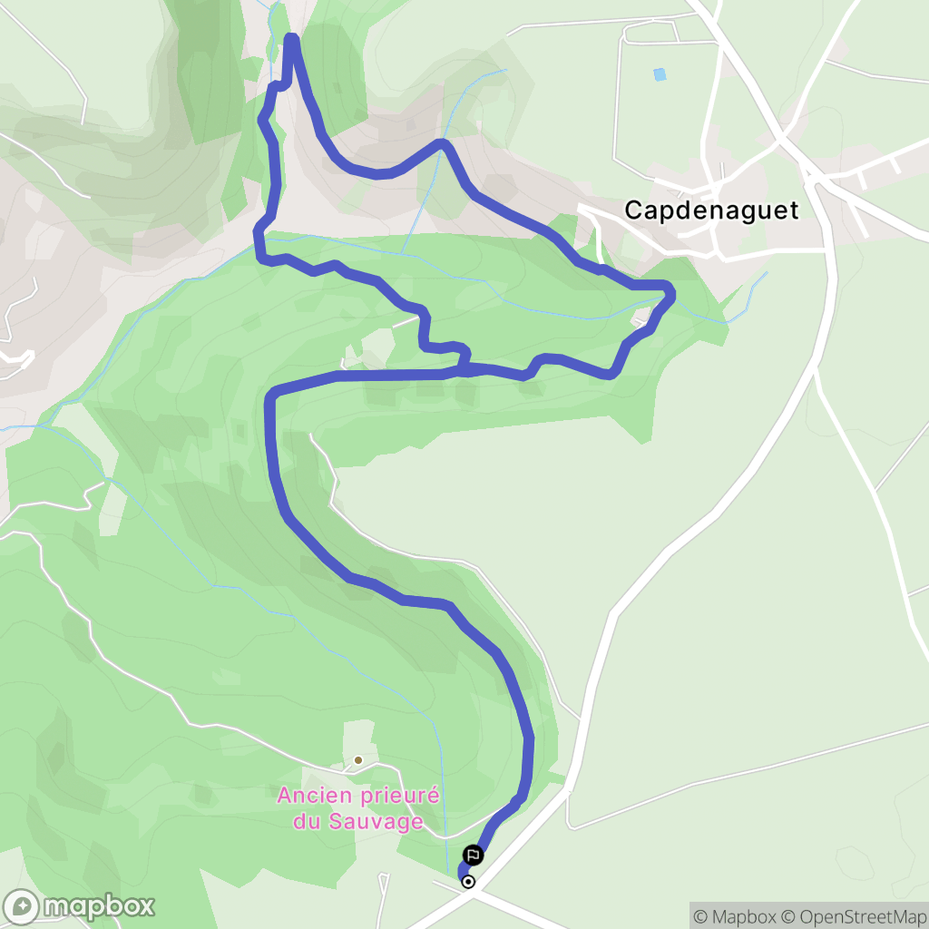 Druelle Balsac : carte du parcours de randonnée - France