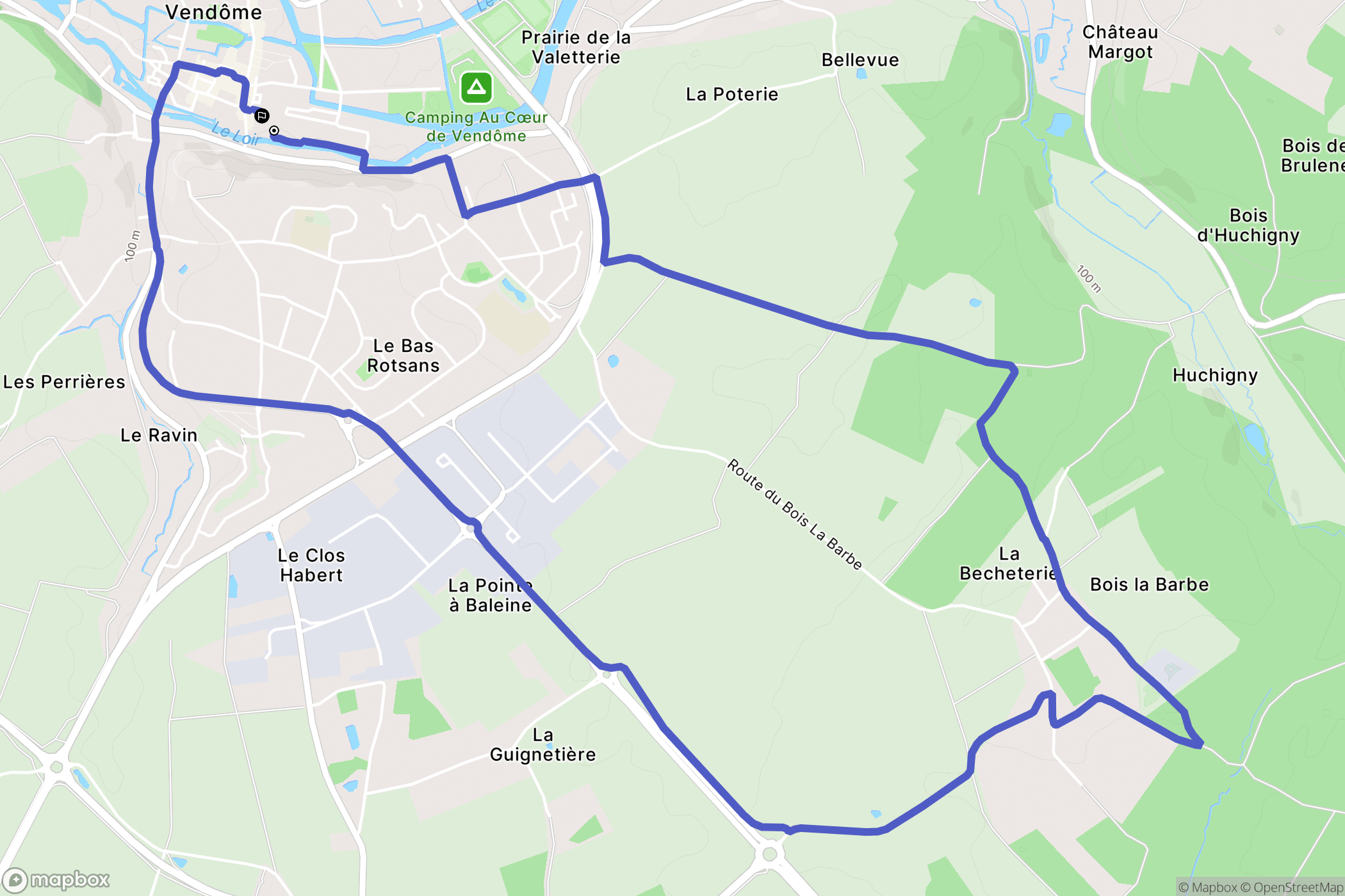 Vendôme : carte du parcours de randonnée - France