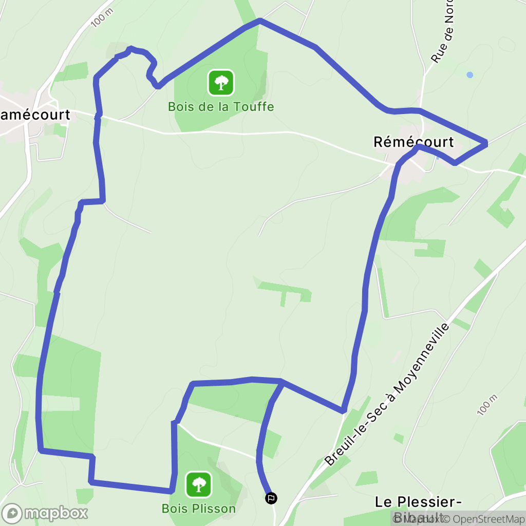 Saint-Aubin-sous-Erquery : carte du parcours de randonnée - France