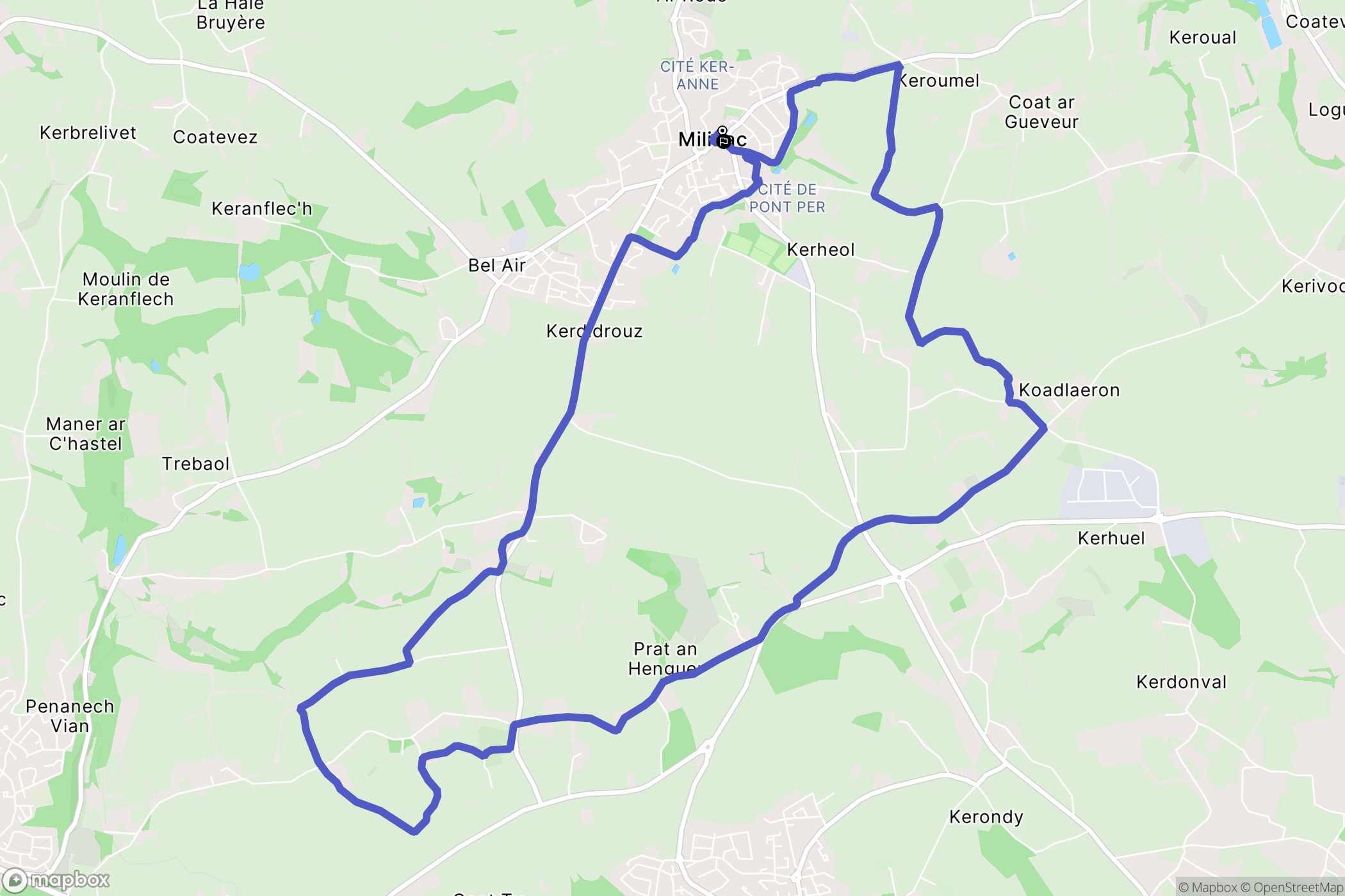 Milizac-Guipronvel : carte du parcours de randonnée - France