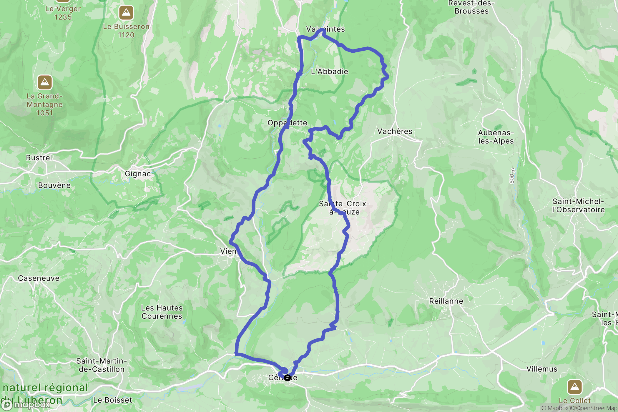 Céreste : carte du parcours de randonnée - France