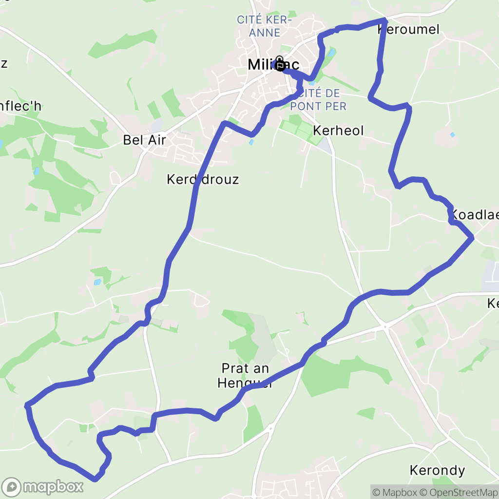 Milizac-Guipronvel : carte du parcours de randonnée - France