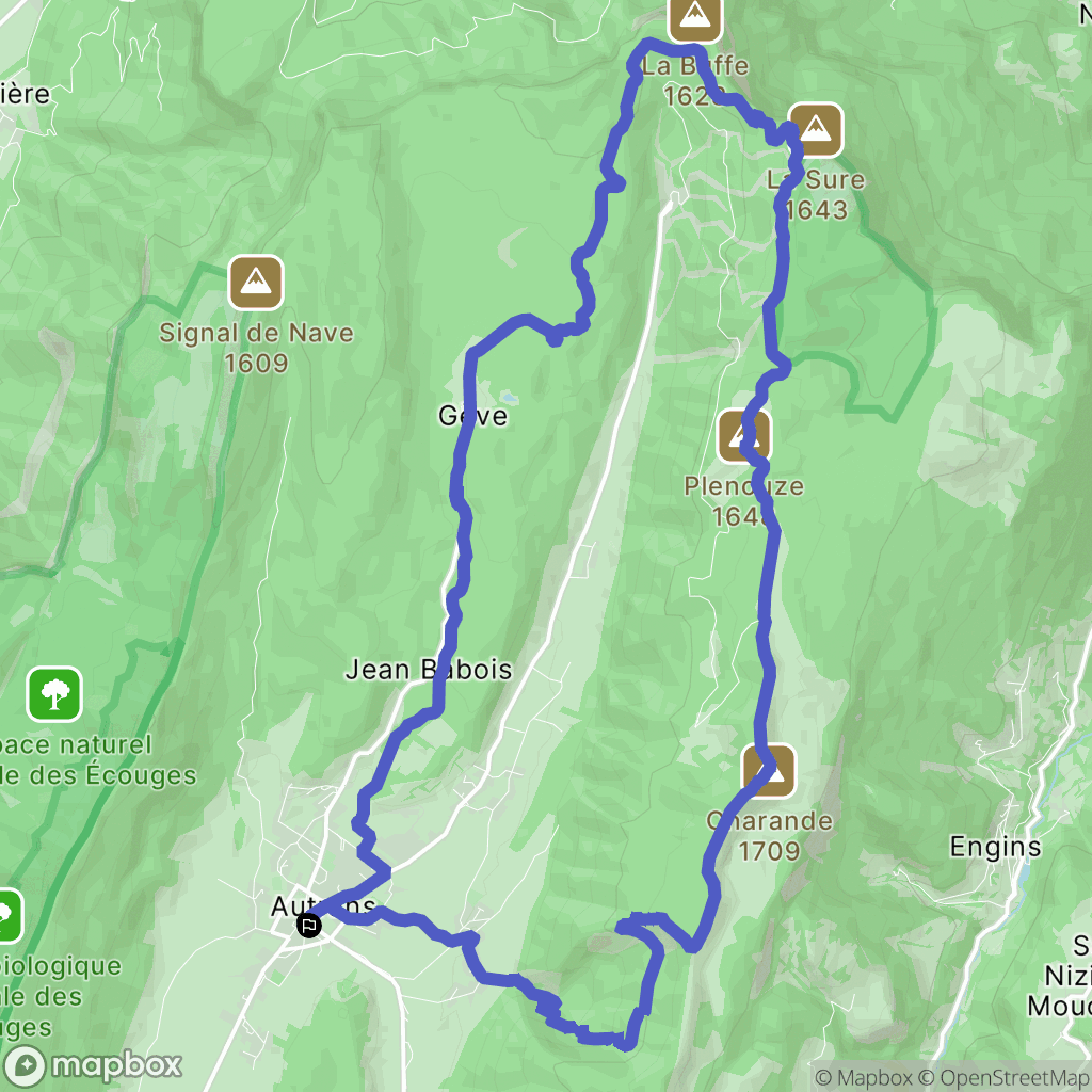 Autrans-Méaudre en Vercors : carte du parcours de randonnée - France