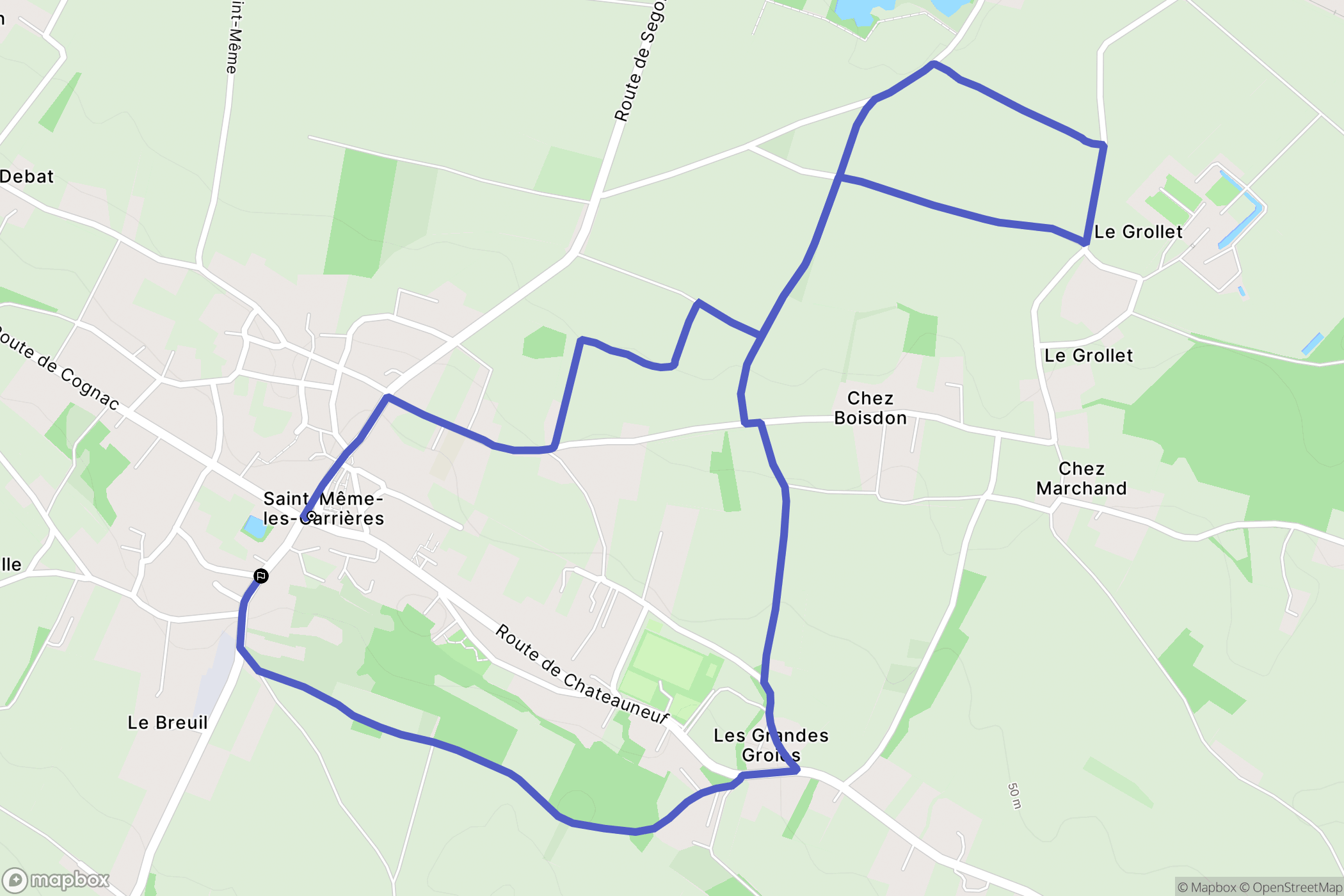 Saint-Même-les-Carrières : carte du parcours de randonnée - France