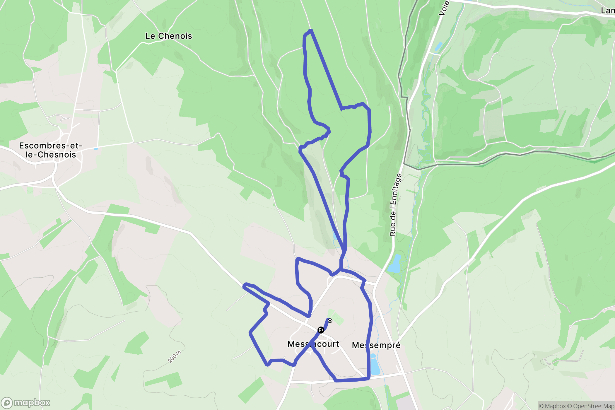 Messincourt : carte du parcours de randonnée - France