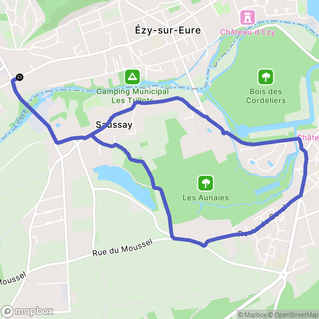 Ézy-sur-Eure : carte du parcours de randonnée - France