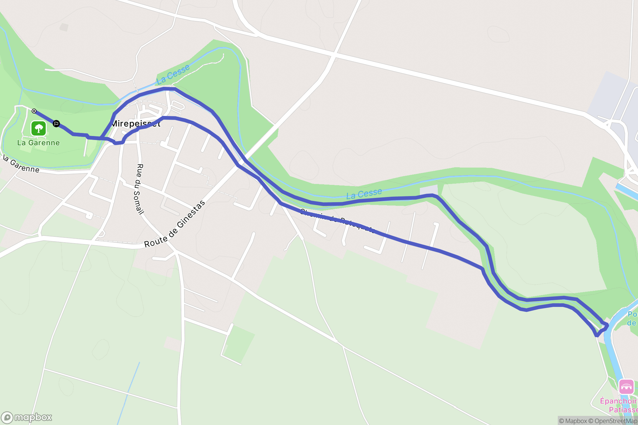Mirepeisset : carte du parcours de randonnée - France