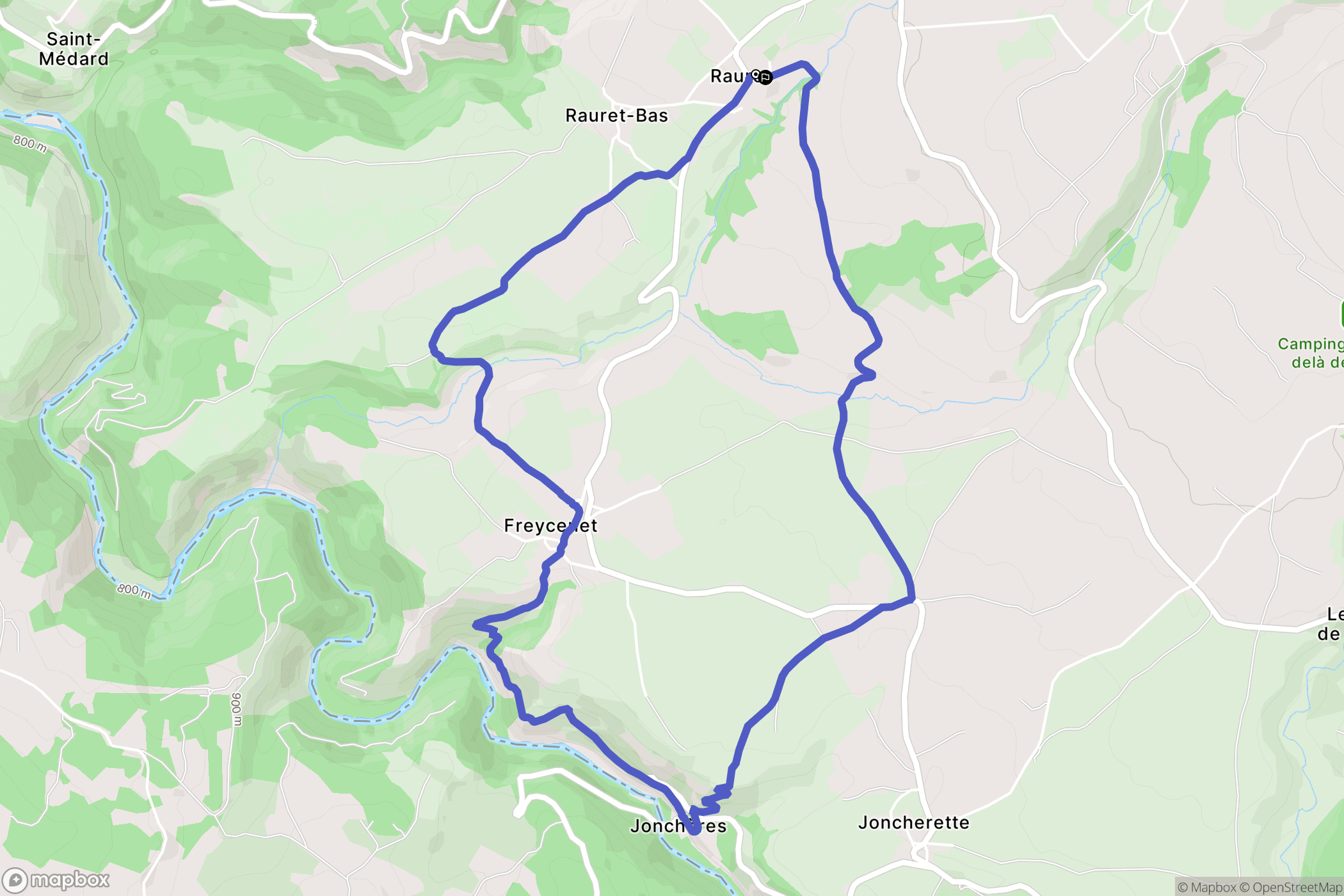 Rauret : carte du parcours de randonnée - France