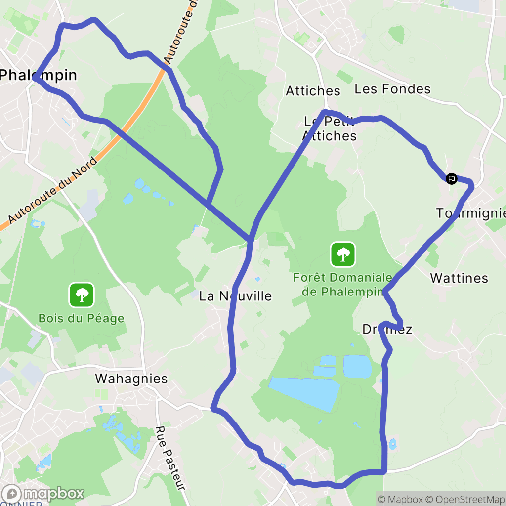 Tourmignies : carte du parcours de randonnée - France
