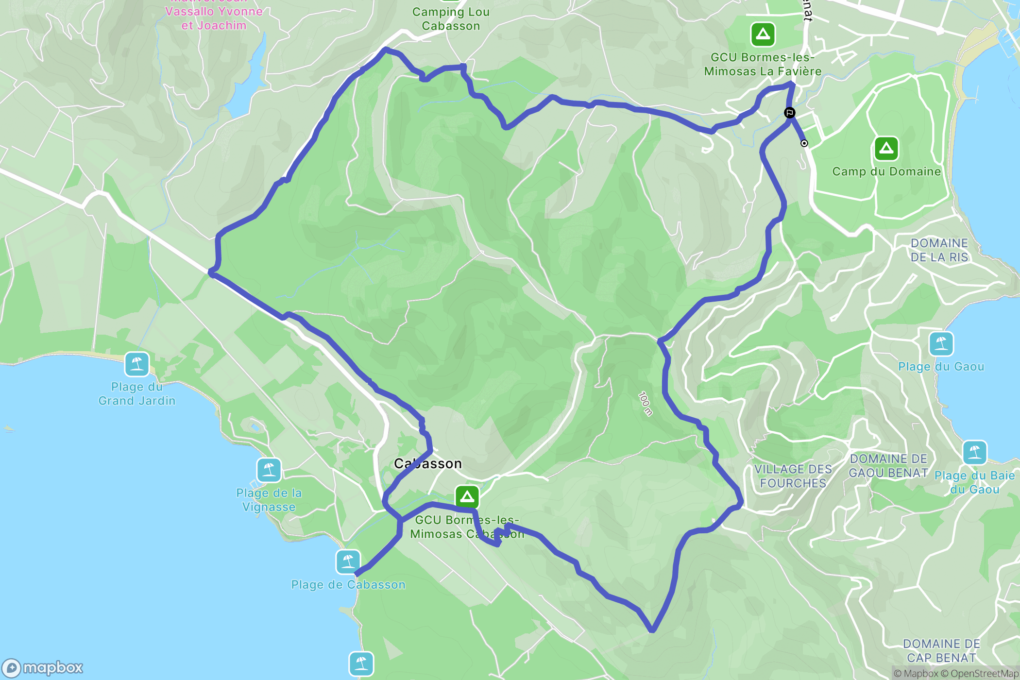 Bormes-les-Mimosas : carte du parcours de randonnée - France