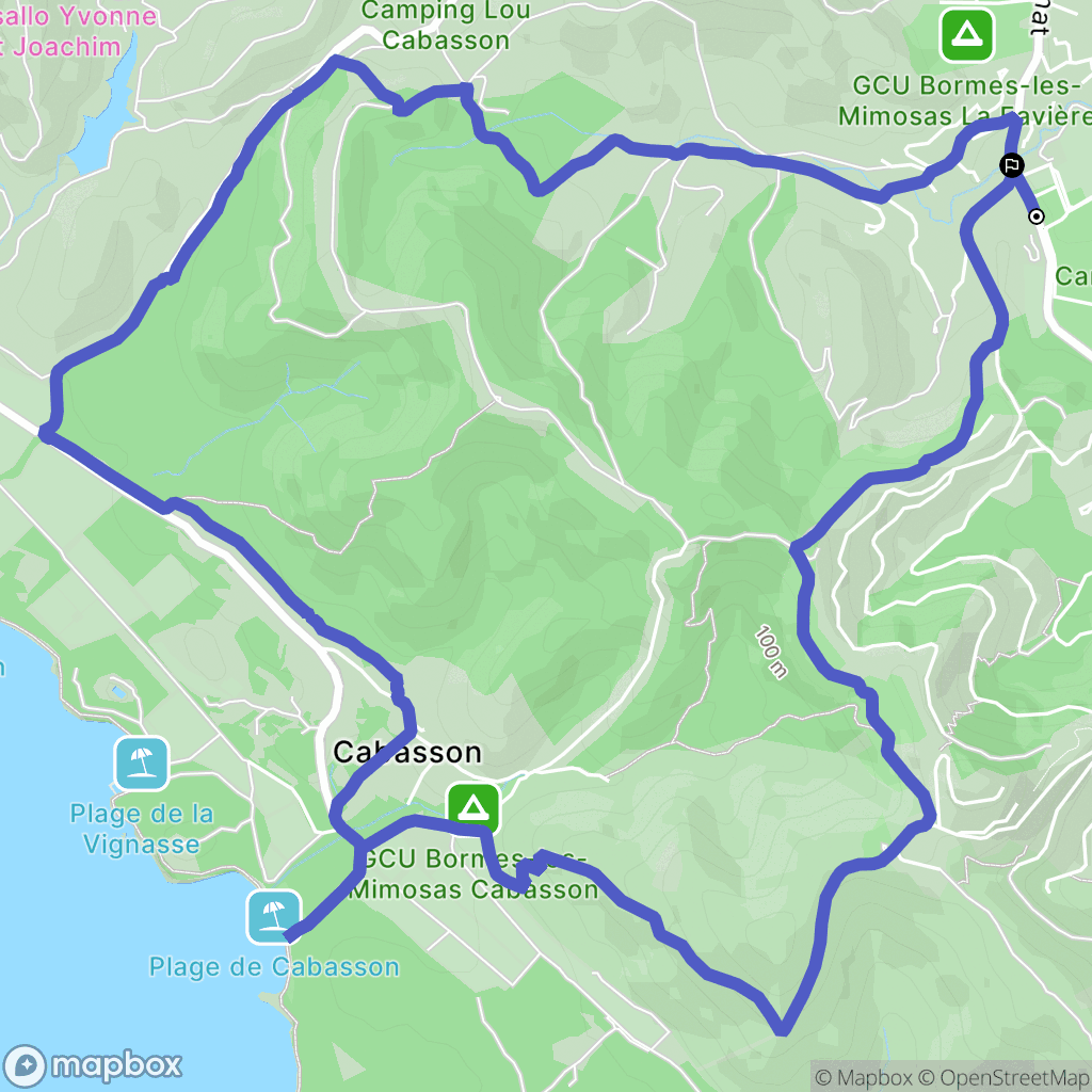 Bormes-les-Mimosas : carte du parcours de randonnée - France