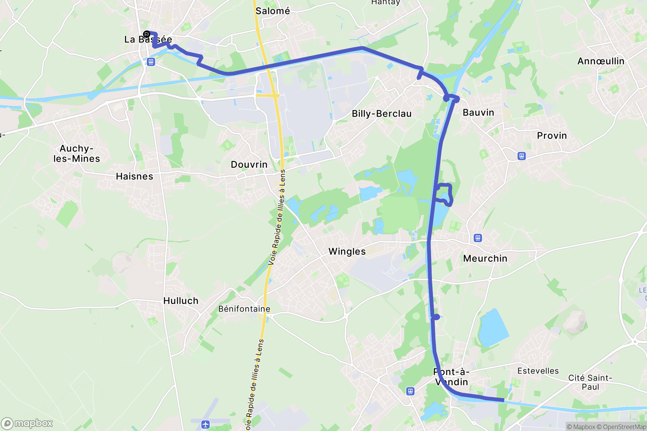 Bassée : carte du parcours de randonnée - France