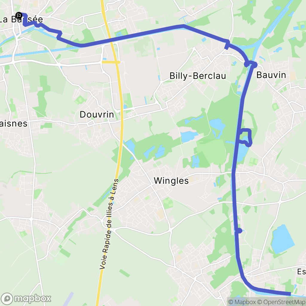 Bassée : carte du parcours de randonnée - France