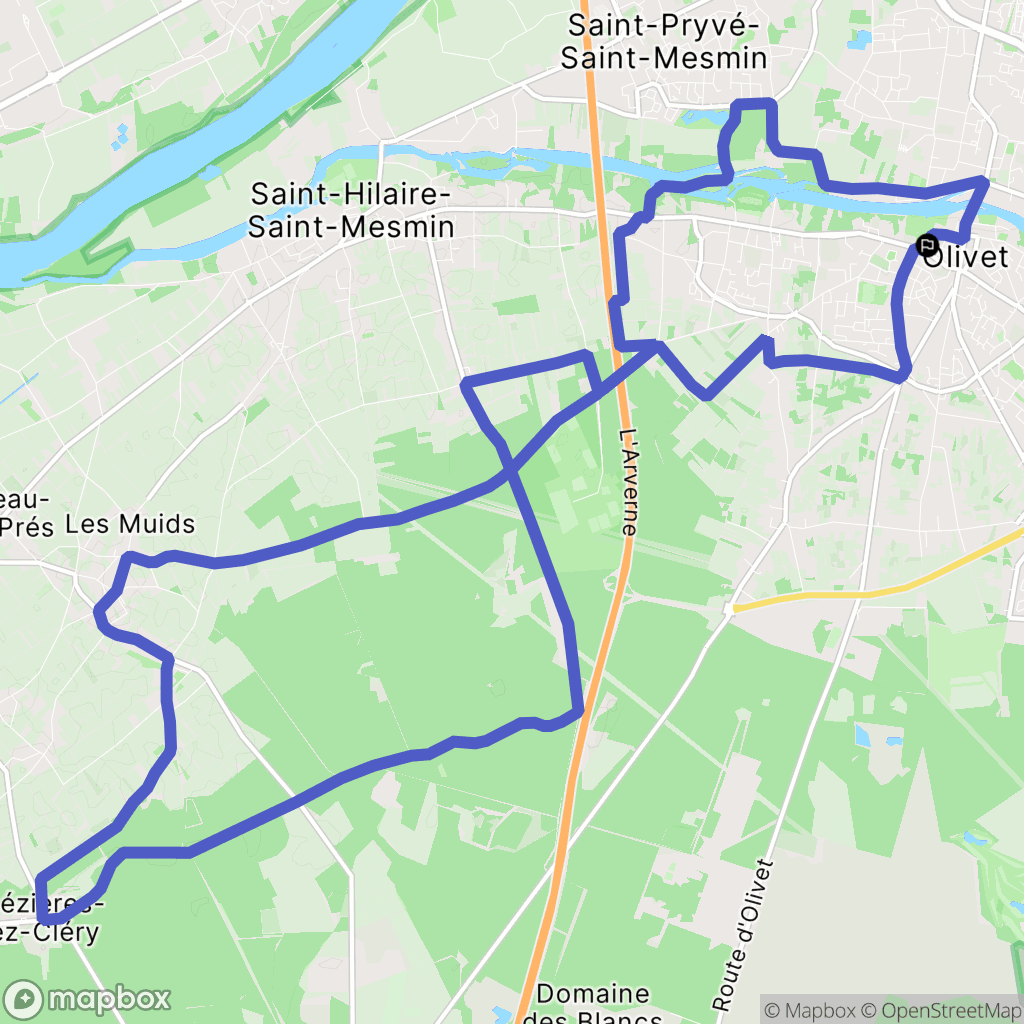 Olivet : carte du parcours de randonnée - France