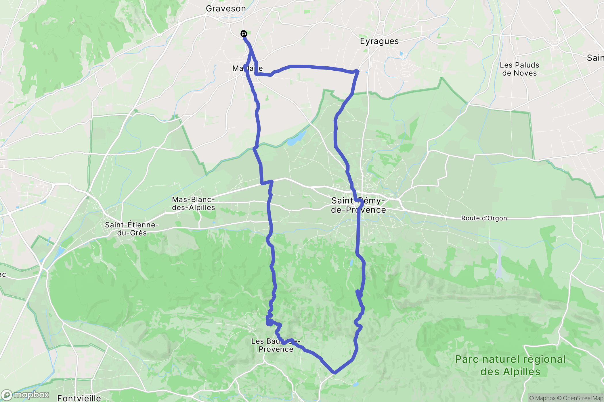 Graveson : carte du parcours de randonnée - France