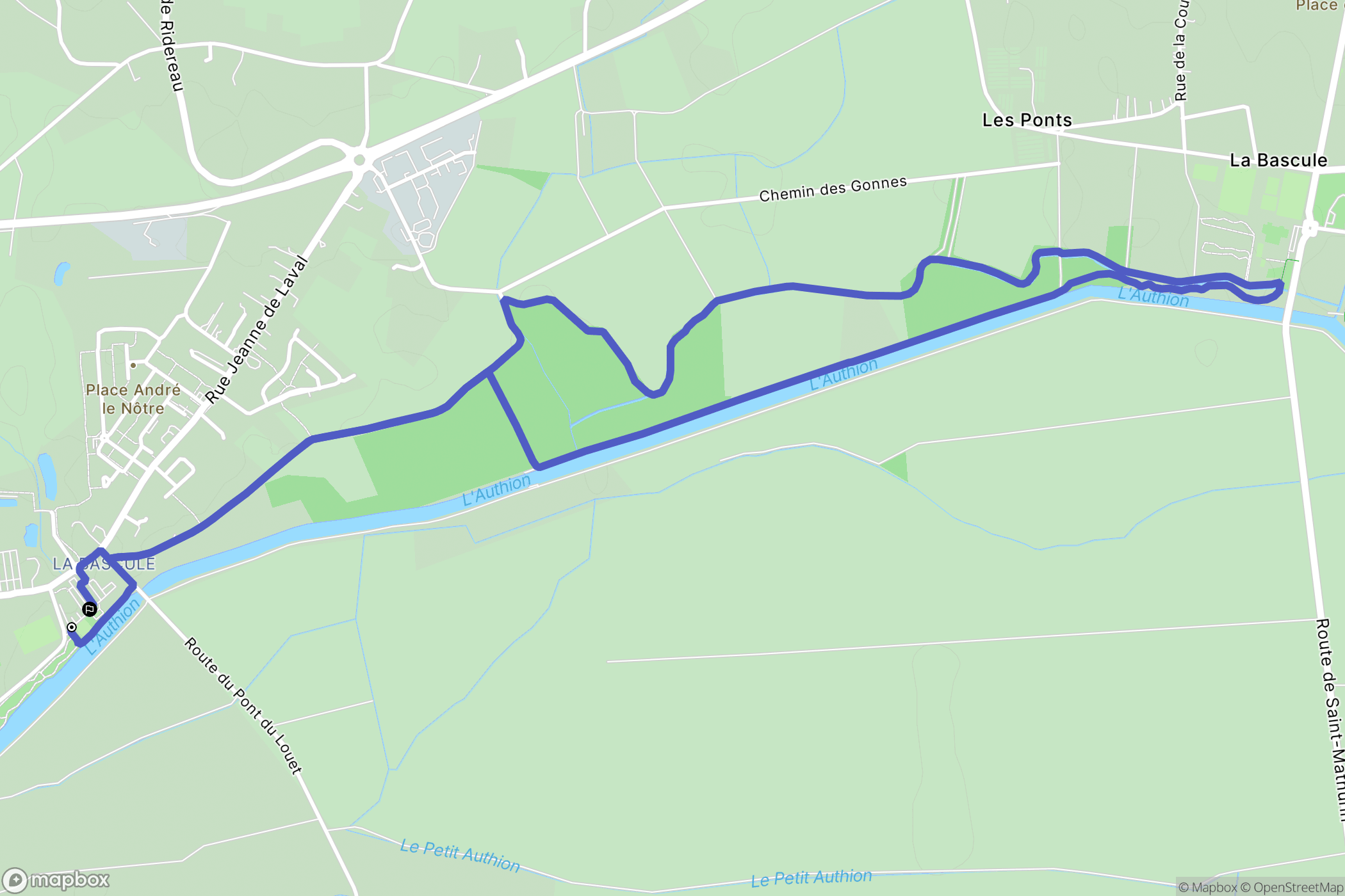 Loire-Authion : carte du parcours de randonnée - France