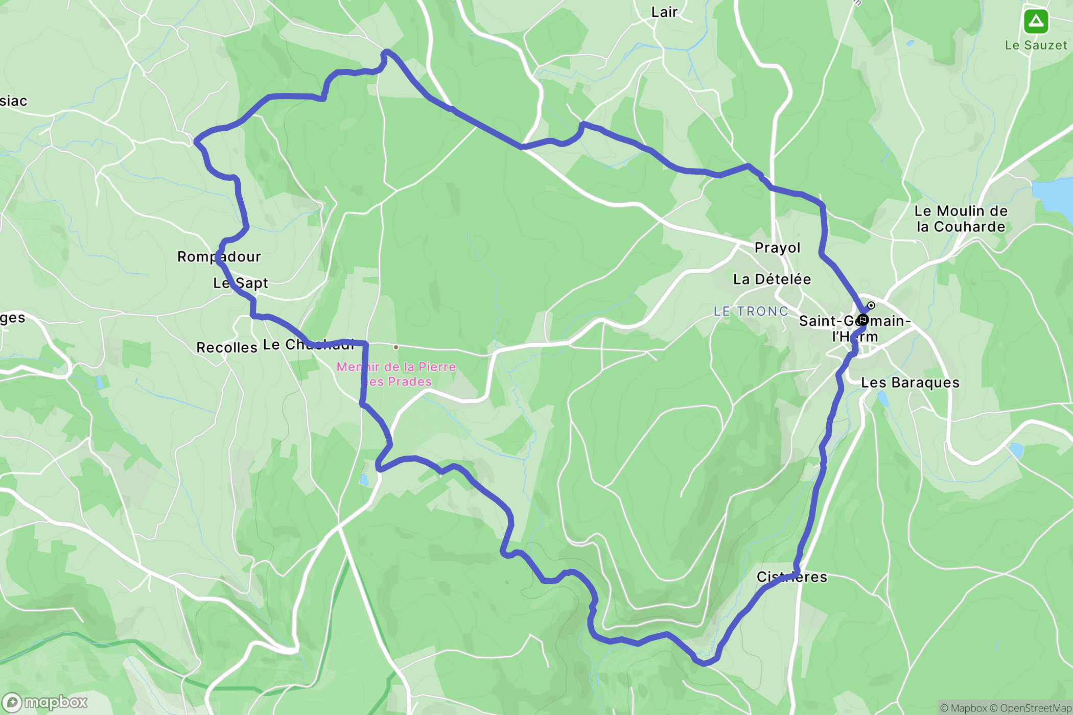 Saint-Germain-l'Herm : carte du parcours de randonnée - France
