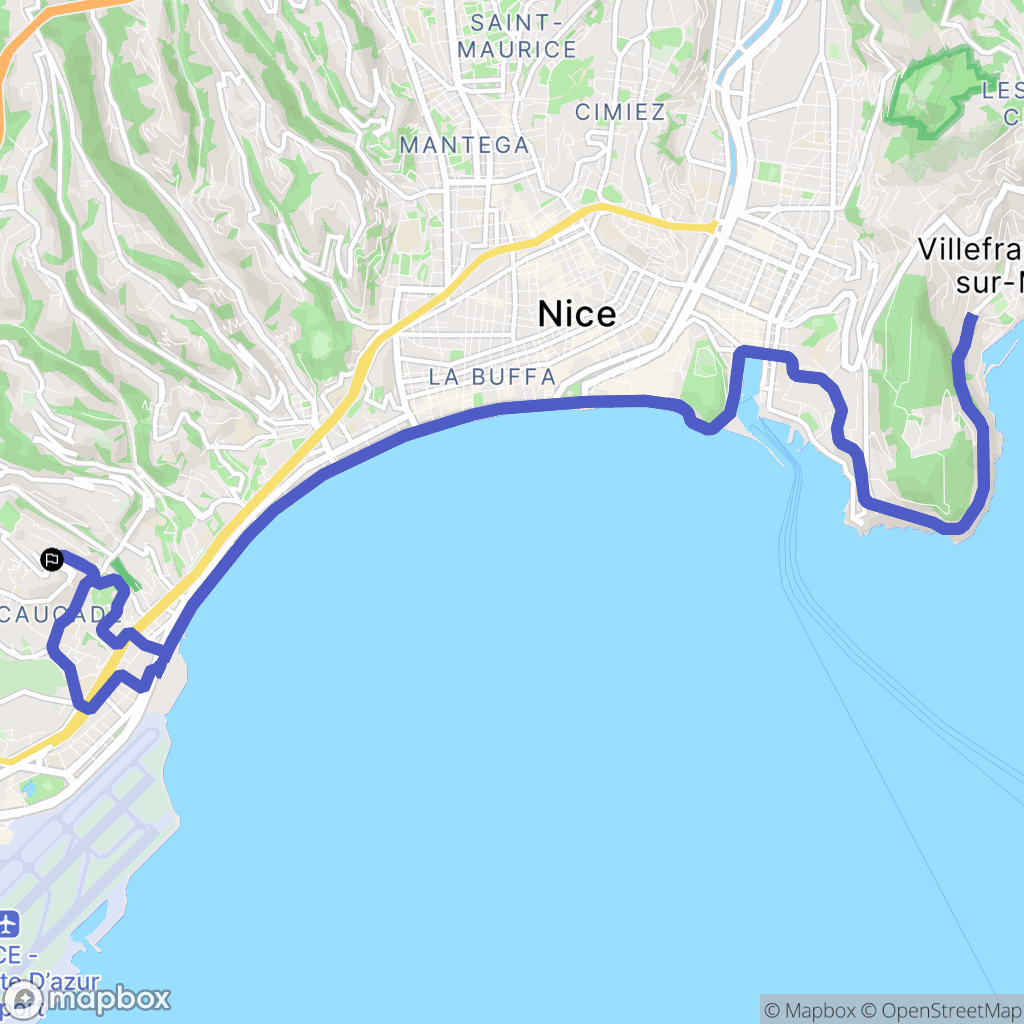Nice : carte du parcours de randonnée - France